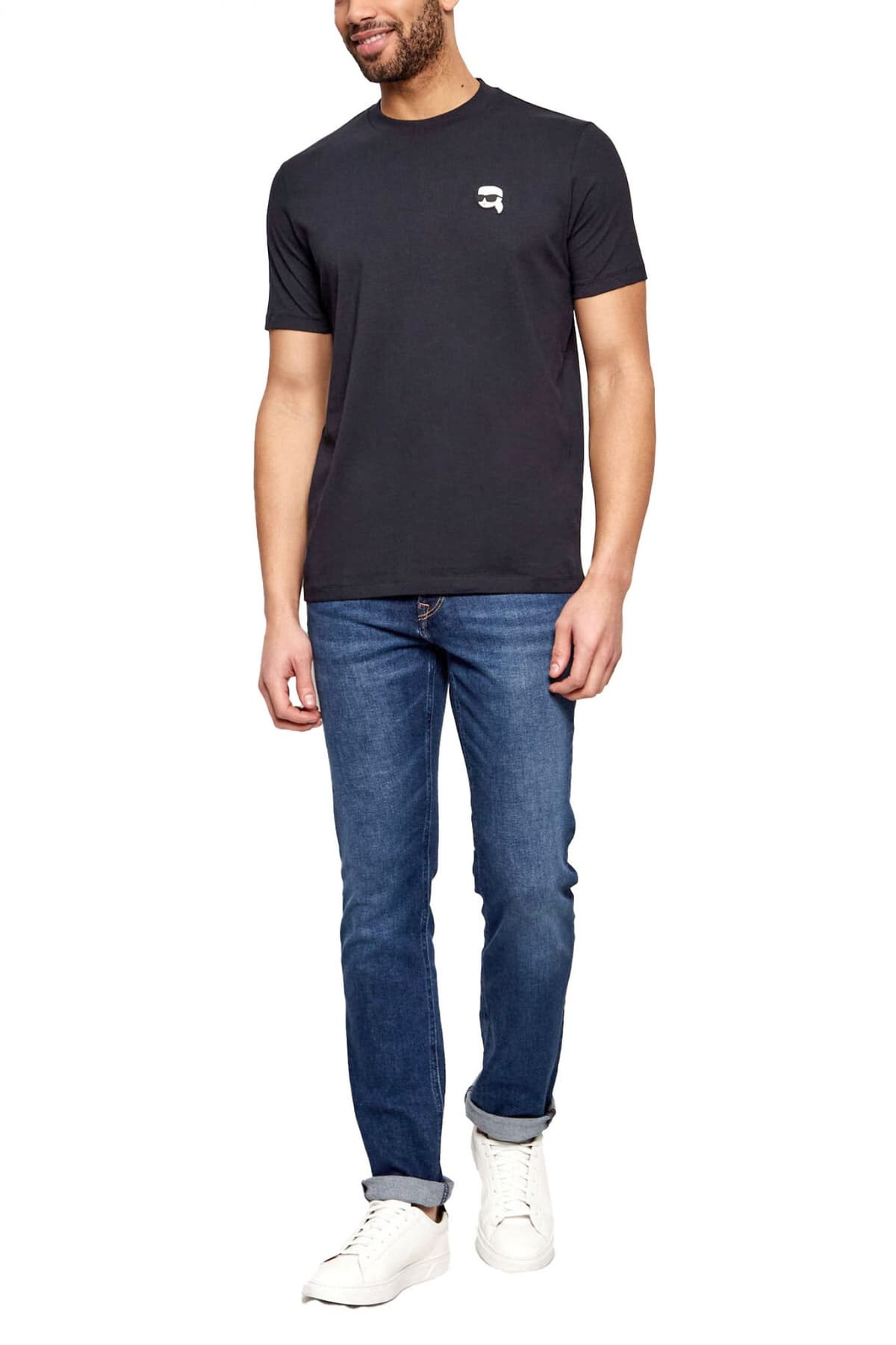 KARL LAGERFELD T-SHIRT CREW NECK LOGO ΜΠΛΕ