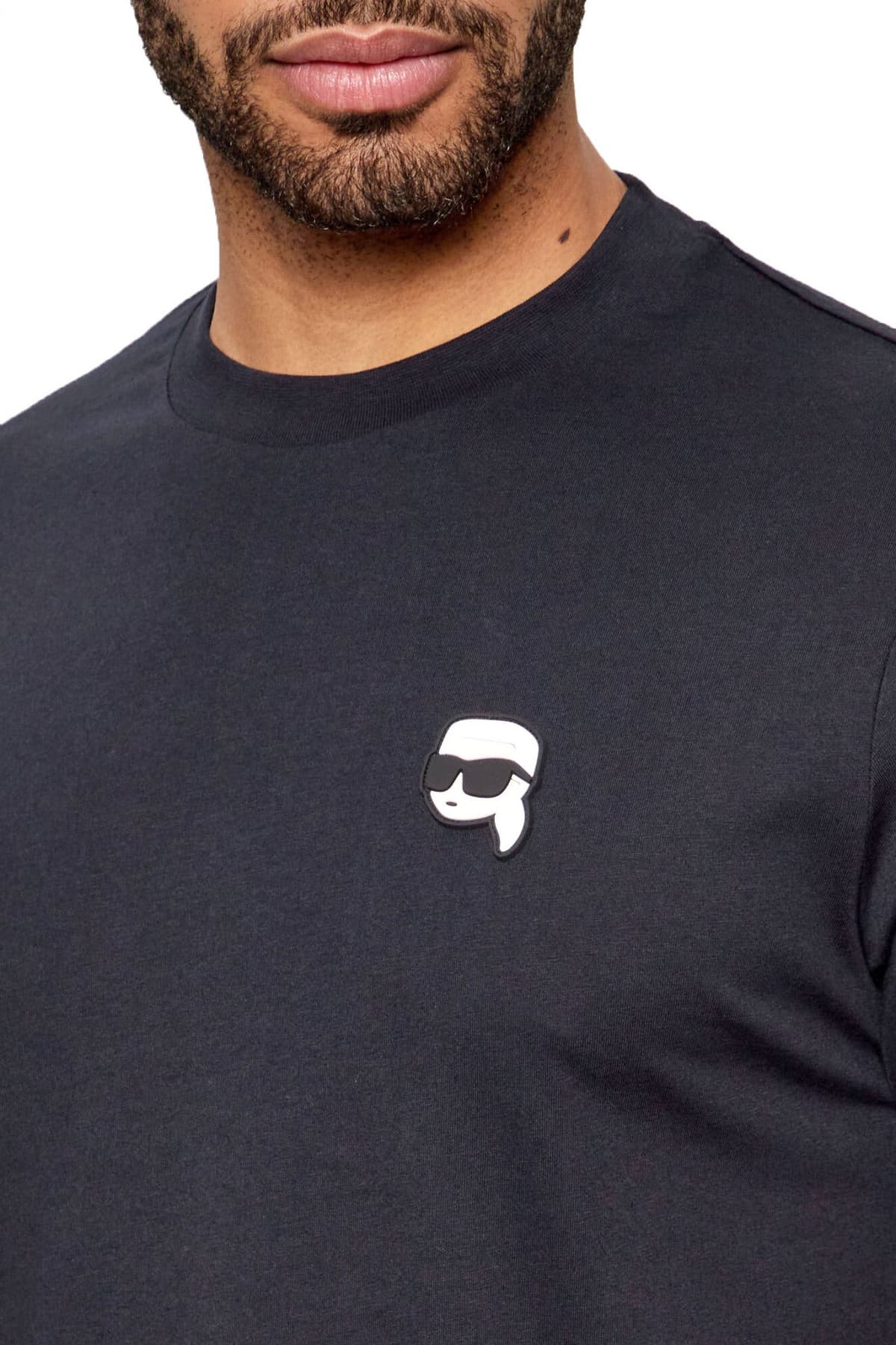 KARL LAGERFELD T-SHIRT CREW NECK LOGO ΜΠΛΕ