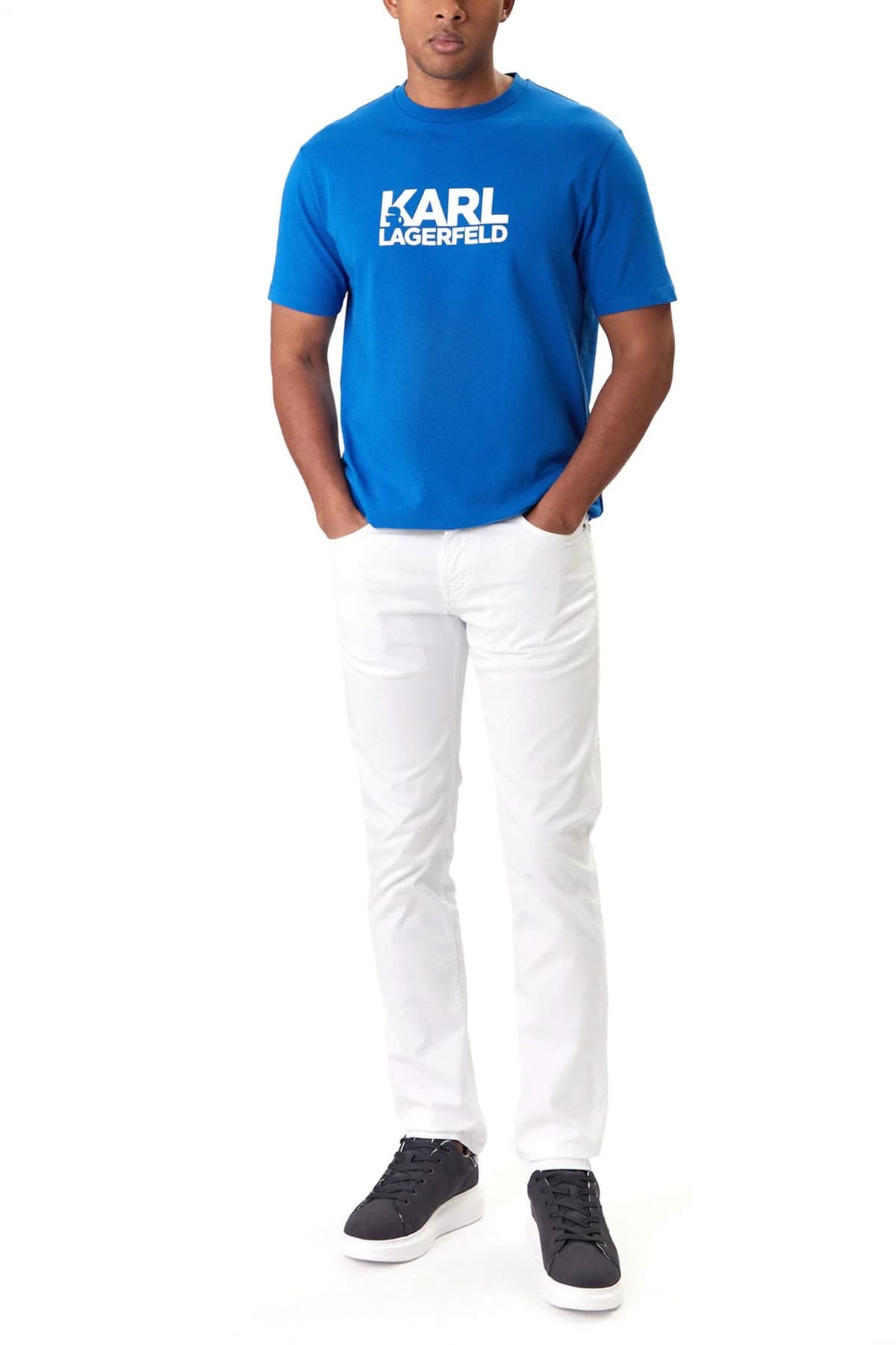 KARL LAGERFELD T-SHIRT CREW NECK LOGO ΡΟΥΑ ΜΠΛΕ