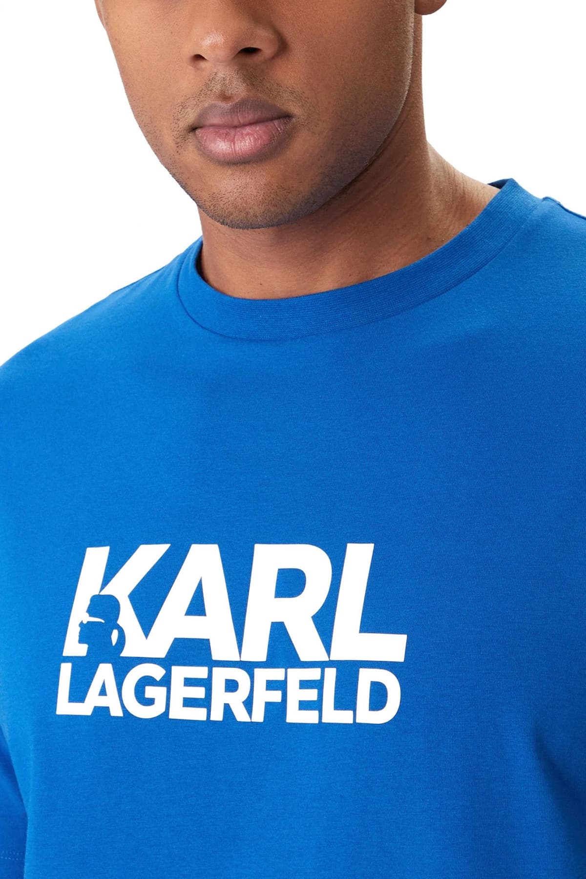 KARL LAGERFELD T-SHIRT CREW NECK LOGO ΡΟΥΑ ΜΠΛΕ