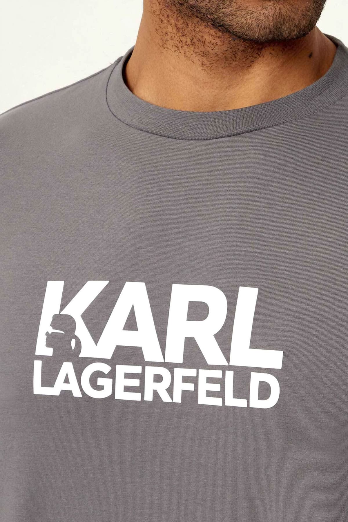 KARL LAGERFELD T-SHIRT CREW NECK LOGO ΓΚΡΙ