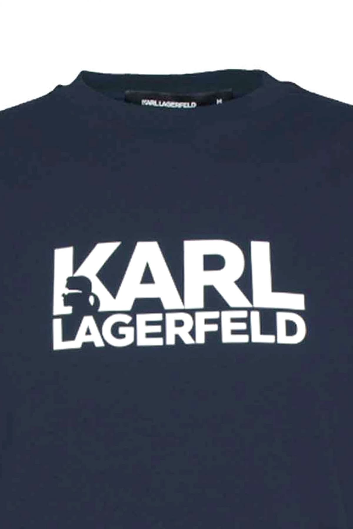 KARL LAGERFELD T-SHIRT CREW NECK LOGO ΜΠΛΕ