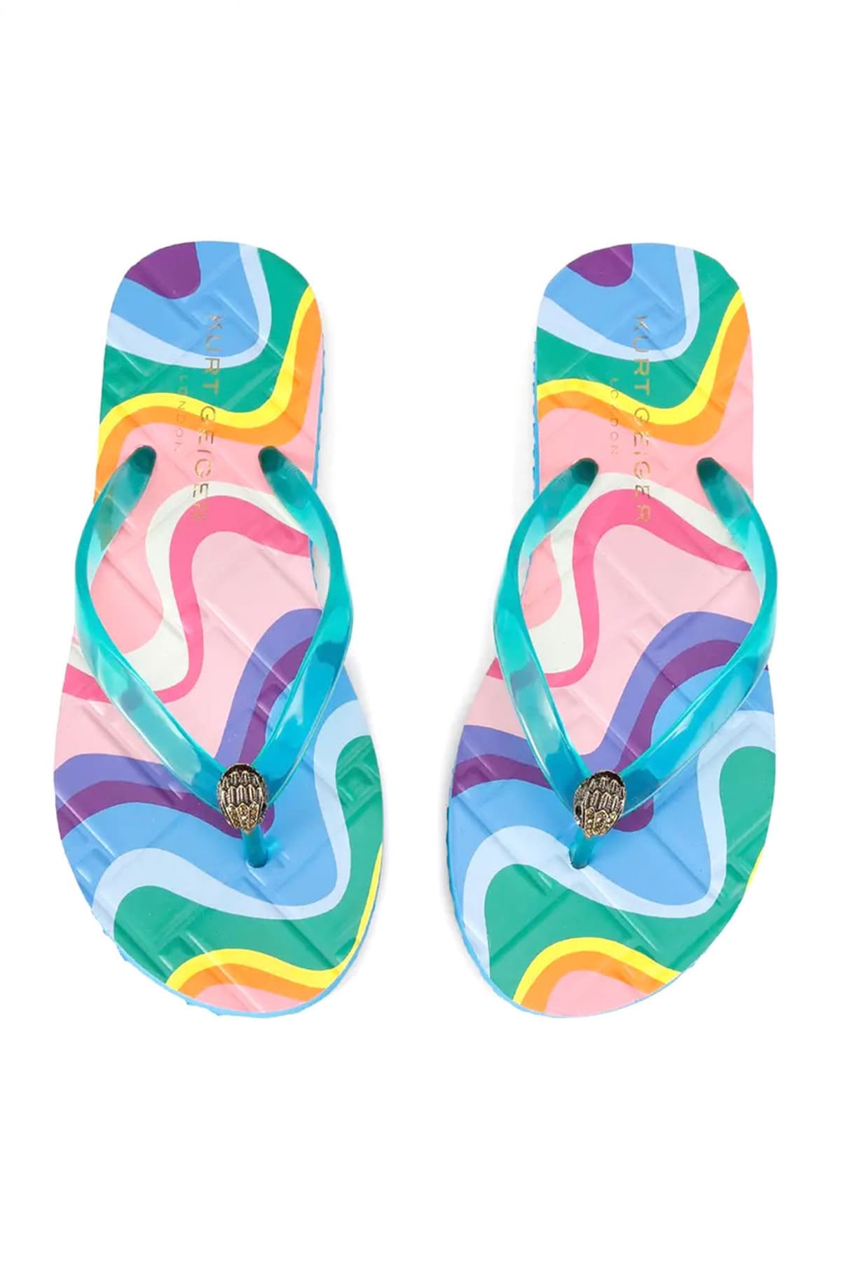 KURT GEIGER ΠΑΠΟΥΤΣΙΑ ΣΑΓΙΟΝΑΡΕΣ KENSINGTON Q FLIP FLOP LOGO ΠΟΛΥΧΡΩΜΟ/ΜΠΛΕ