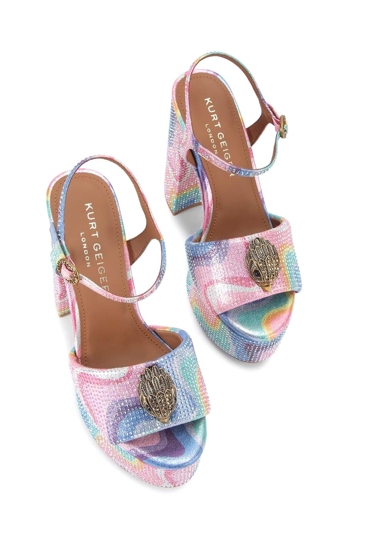 KURT GEIGER ΠΑΠΟΥΤΣΙΑ ΠΕΔΙΛΑ KENSINGTON PLATFORM SDL ΣΤΡΑΣ LOGO ΠΟΛΥΧΡΩΜΟ