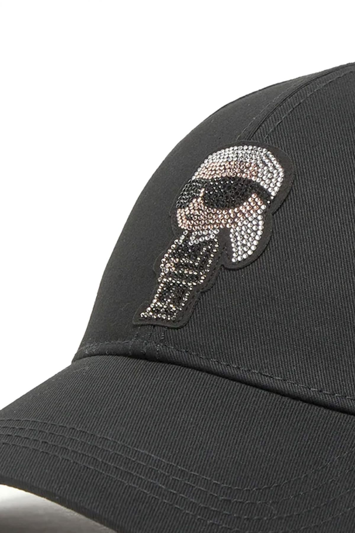 KARL LAGERFELD ΚΑΠΕΛΟ IRON RHINESTONES LOGO ΣΤΡΑΣ ΜΑΥΡΟ
