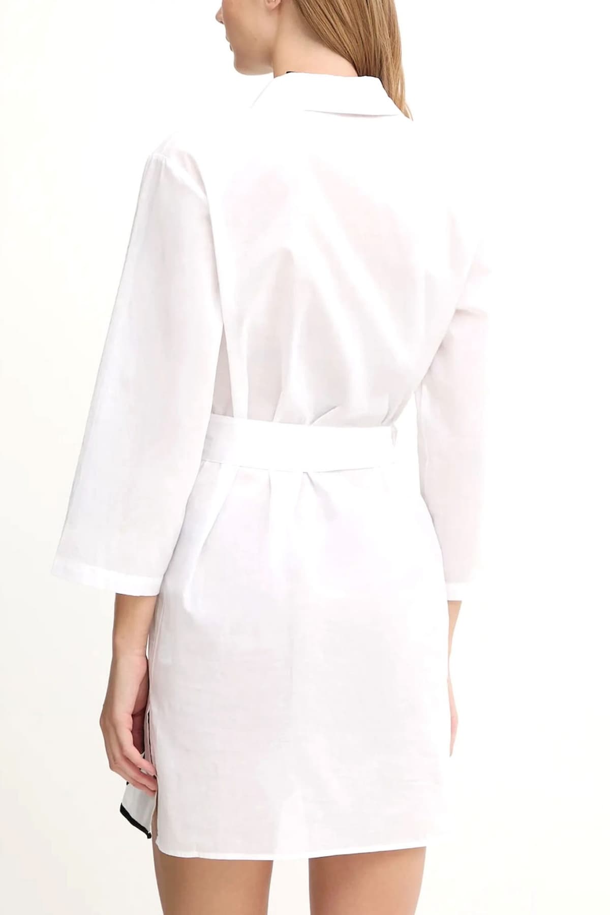 KARL LAGERFELD ΠΑΡΕΟ DNA SIGNATURE BEACH DRESS ΑΝΟΙΓΜΑΤΑ ΚΑΤΩ ΑΠΟΣΠΩΜΕΝΗ ΖΩΝΗ ΛΕΥΚΟ