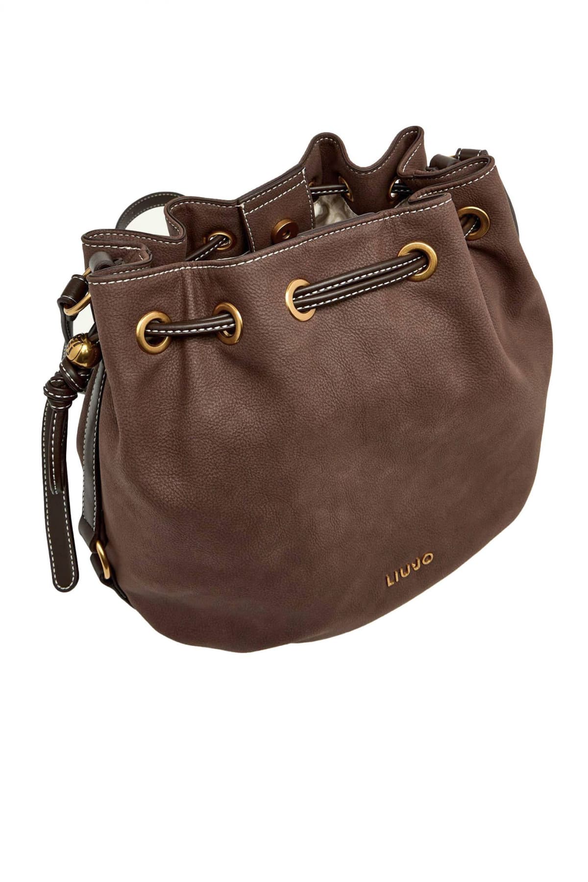 LIU-JO ΤΣΑΝΤΑ BUCKET ΩΜΟΥ GINESA LOGO ΜΕΤΑΛΛΙΚΟ ΚΑΦΕ