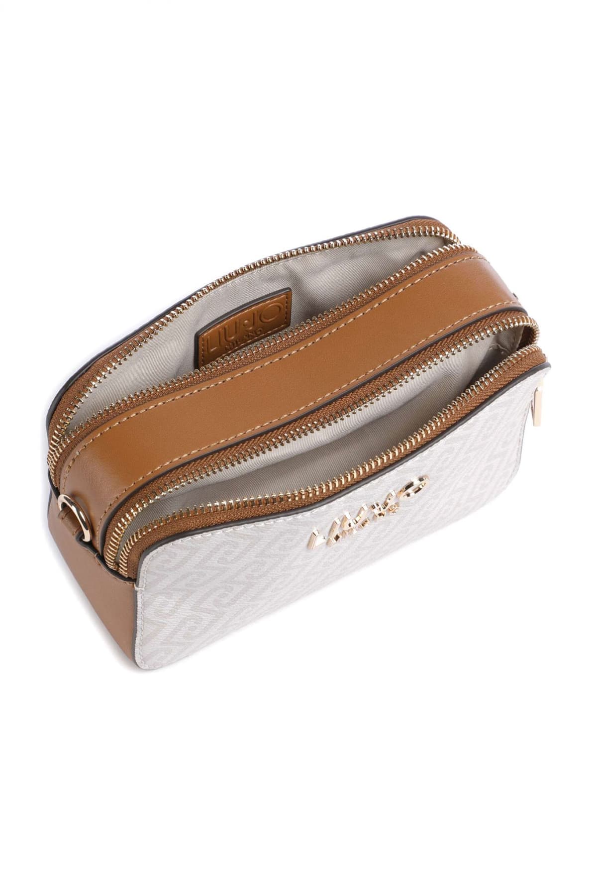 LIU-JO BETTER ΤΣΑΝΤΑ CROSSBODY CAMERA CASE RIDHI CROSSBODY LOGO ΜΕΤΑΛΛΙΚΟ ΚΑΦΕ-ΕΚΡΟΥ