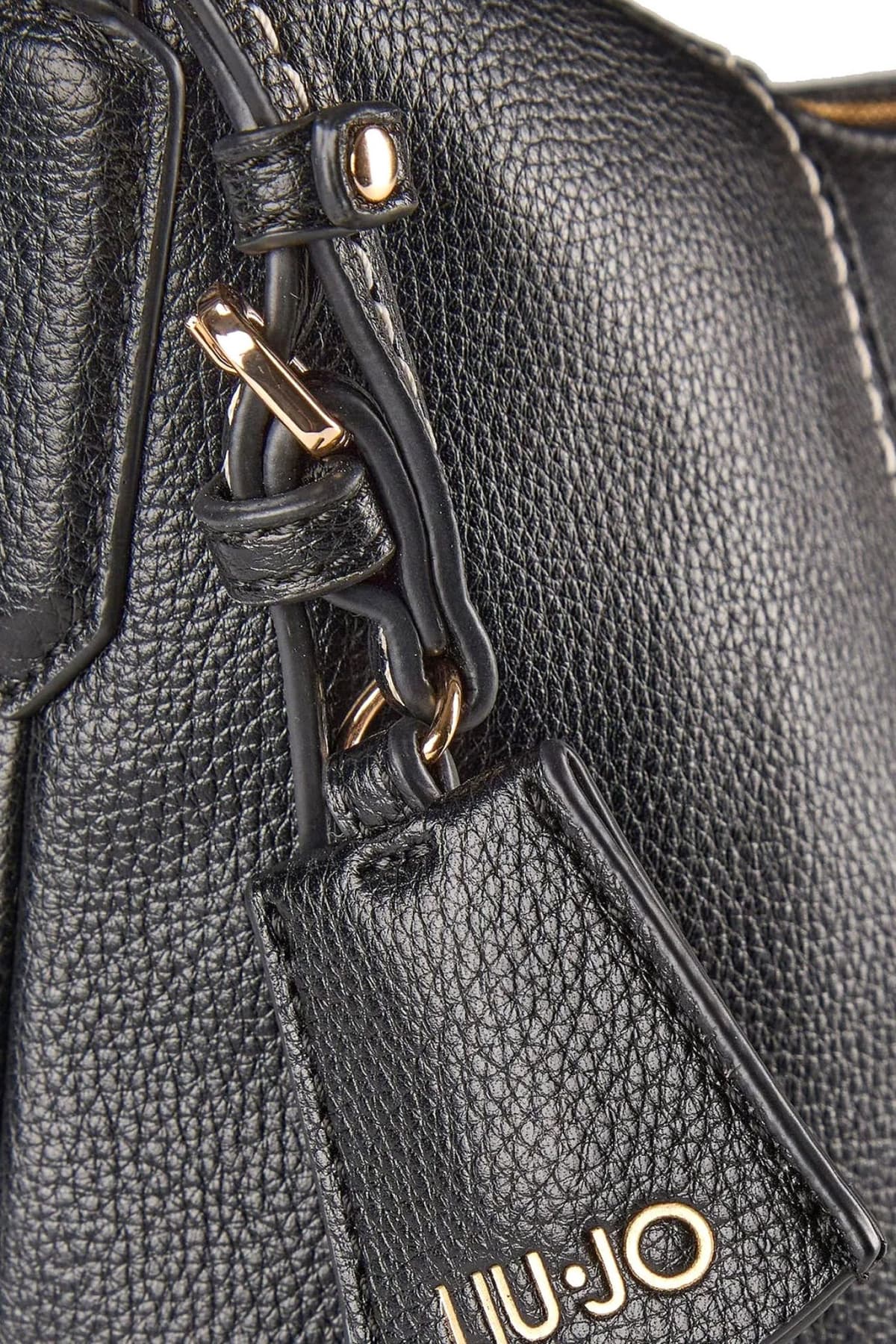 LIU-JO BETTER ΤΣΑΝΤΑ ΩΜΟΥ/CROSSBODY TREPIDA HOBO LOGO ΜΕΤΑΛΛΙΚΟ ΜΑΥΡΟ