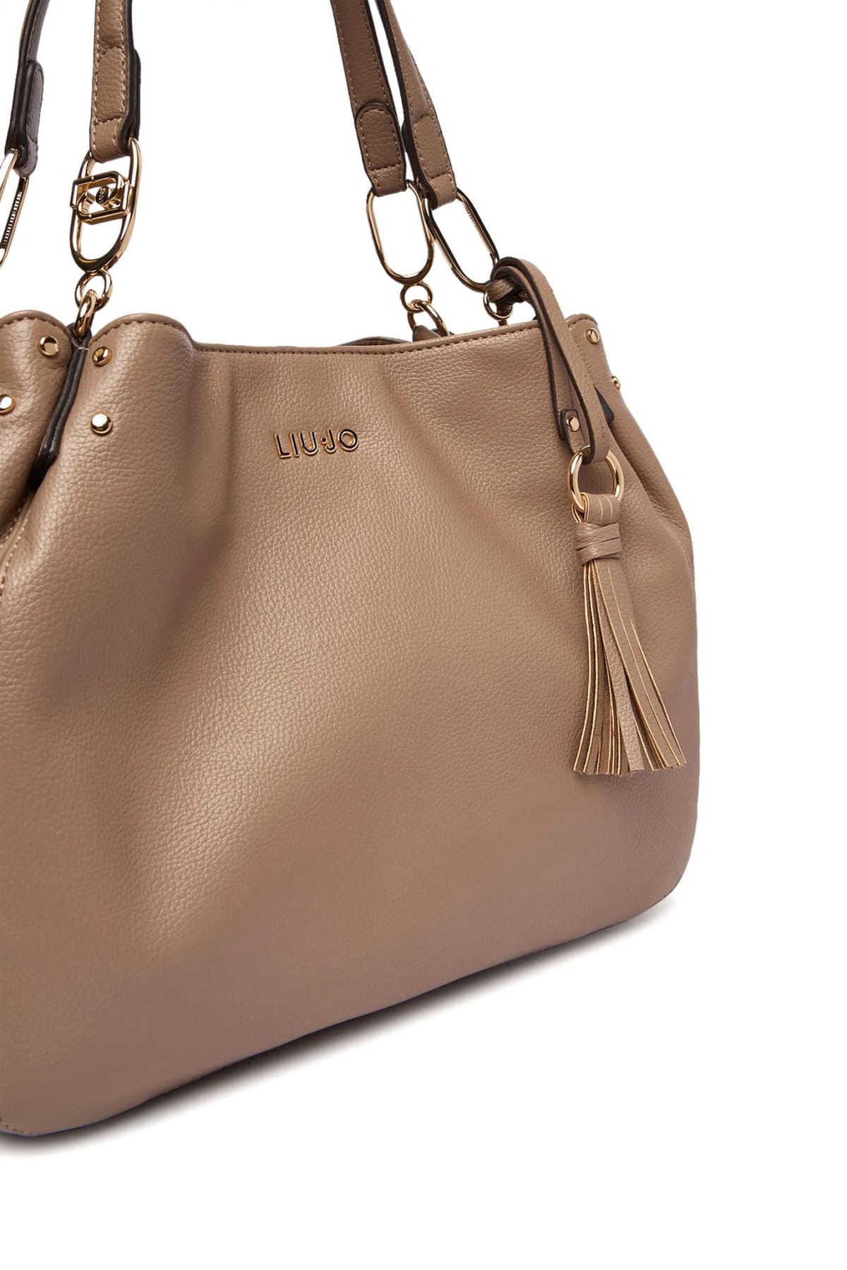 LIU-JO BETTER ΤΣΑΝΤΑ ΩΜΟΥ CIRRY LOGO ΜΕΤΑΛΛΙΚΟ ΑΝΟΙΧΤΟ ΚΑΦΕ