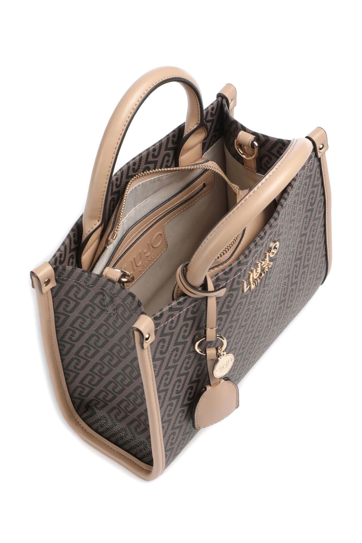 LIU-JO BETTER ΤΣΑΝΤΑ ΧΕΙΡΟΣ/CROSSBODY TOTE RIDHI ALL OVER LOGO ΚΑΦΕ