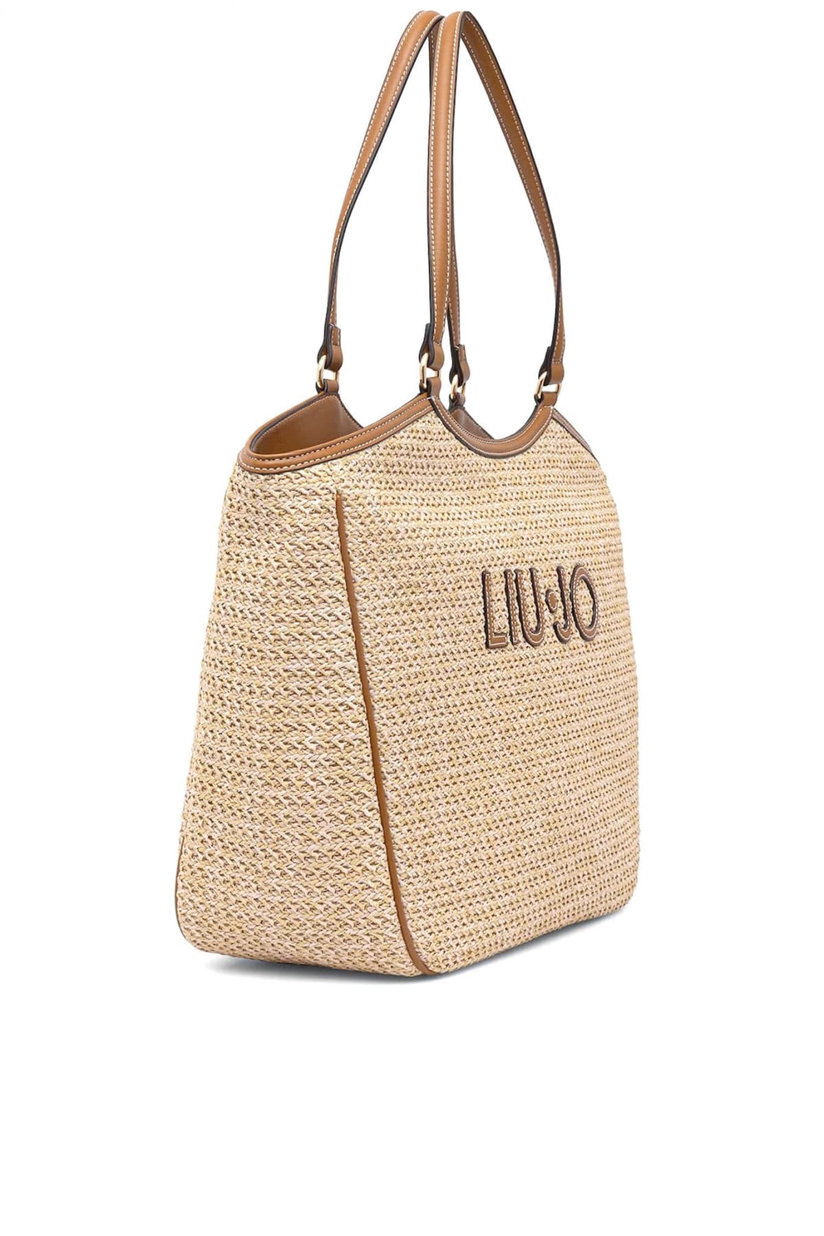 LIU-JO ΤΣΑΝΤΑ ΩΜΟΥ SHOPPER ΨΑΘΑ LOGO ΜΠΕΖ-ΚΑΦΕ