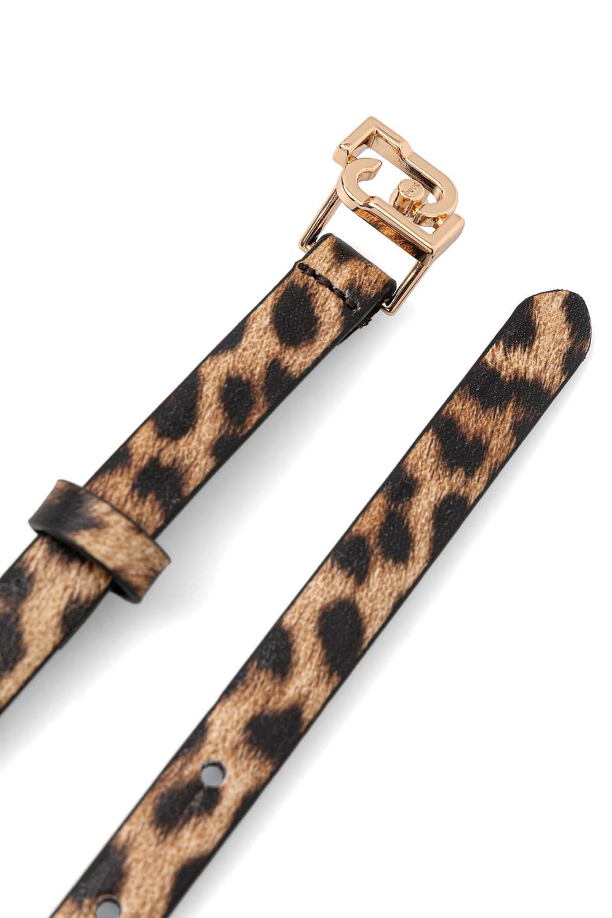 LIU-JO ΖΩΝΗ LEOPARD PRINT 1.5 C.M LOGO ΜΕΤΑΛΛΙΚΟ ΚΑΦΕ-ΜΑΥΡΟ
