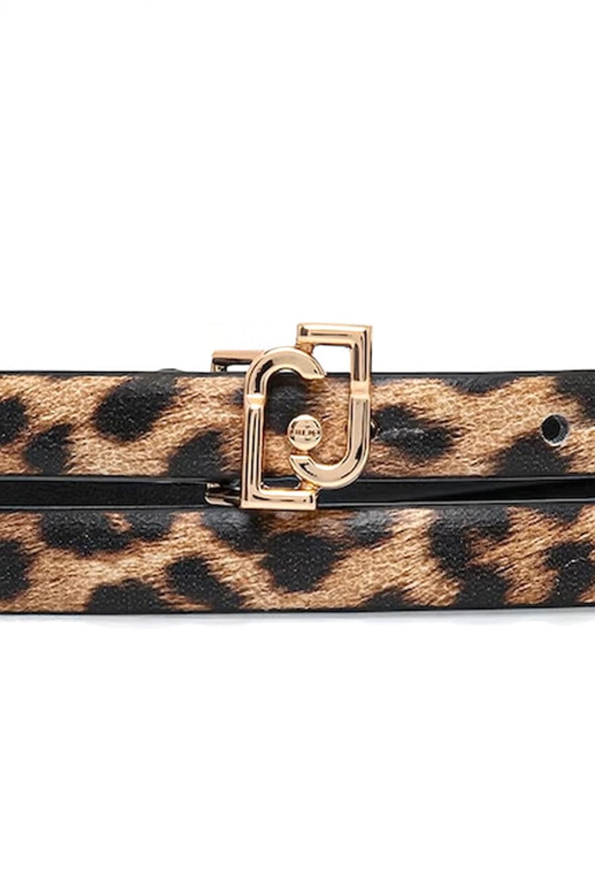 LIU-JO ΖΩΝΗ LEOPARD PRINT 1.5 C.M LOGO ΜΕΤΑΛΛΙΚΟ ΚΑΦΕ-ΜΑΥΡΟ