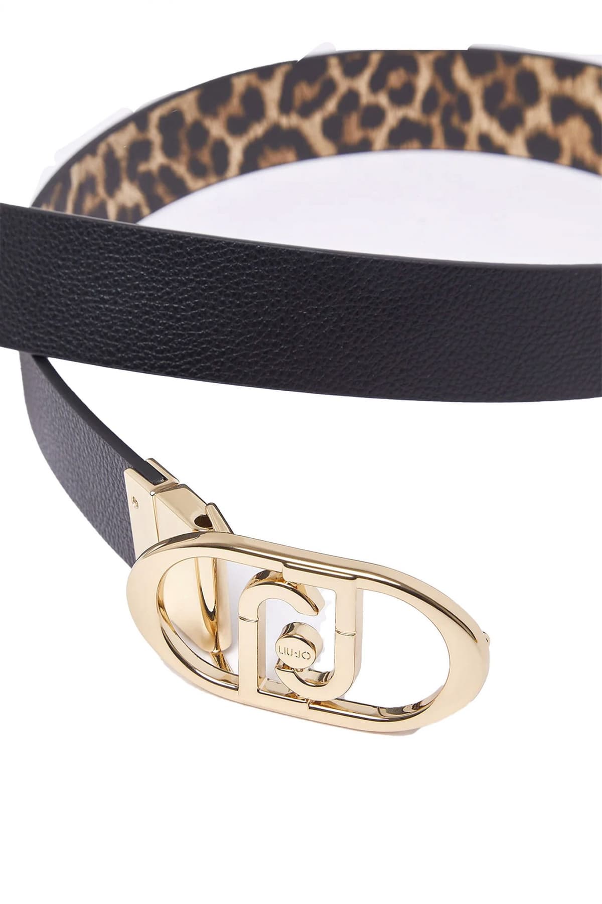 LIU-JO ΖΩΝΗ PROJE REVERSIBLE HIPS B ANIMAL PRINT LOGO ΜΕΤΑΛΛΙΚΟ ΚΑΦΕ-ΜΠΕΖ