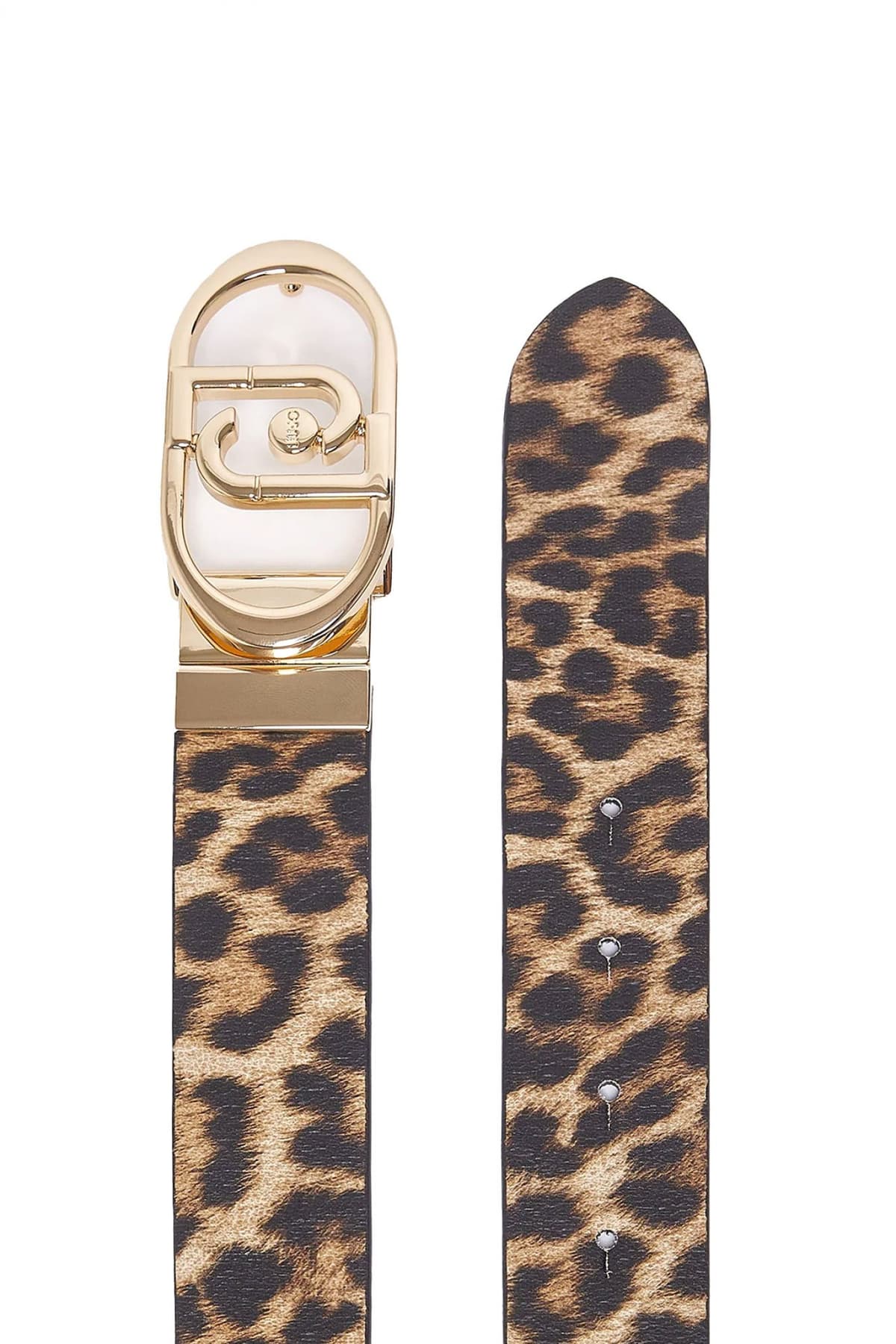 LIU-JO ΖΩΝΗ PROJE REVERSIBLE HIPS B ANIMAL PRINT LOGO ΜΕΤΑΛΛΙΚΟ ΚΑΦΕ-ΜΠΕΖ