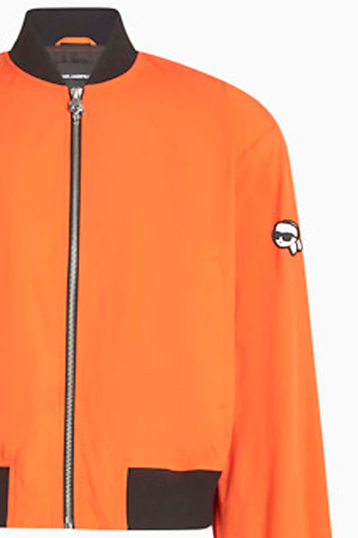 KARL LAGERFELD ΜΠΟΥΦΑΝ IKON BOMBER LOGO ΜΑΝΙΚΙ ΠΟΡΤΟΚΑΛΙ