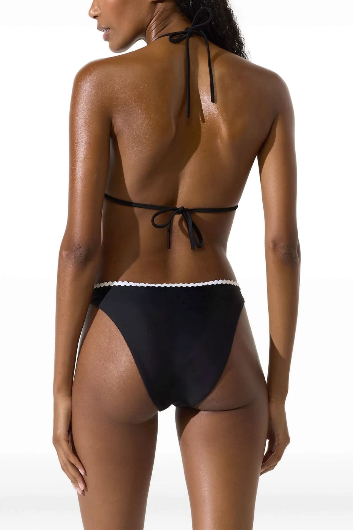 KARL LAGERFELD ΜΑΓΙΩ BIKINI SIGNATURE SCALLOP TRIANGLE TOP LOGO ΜΑΥΡΟ