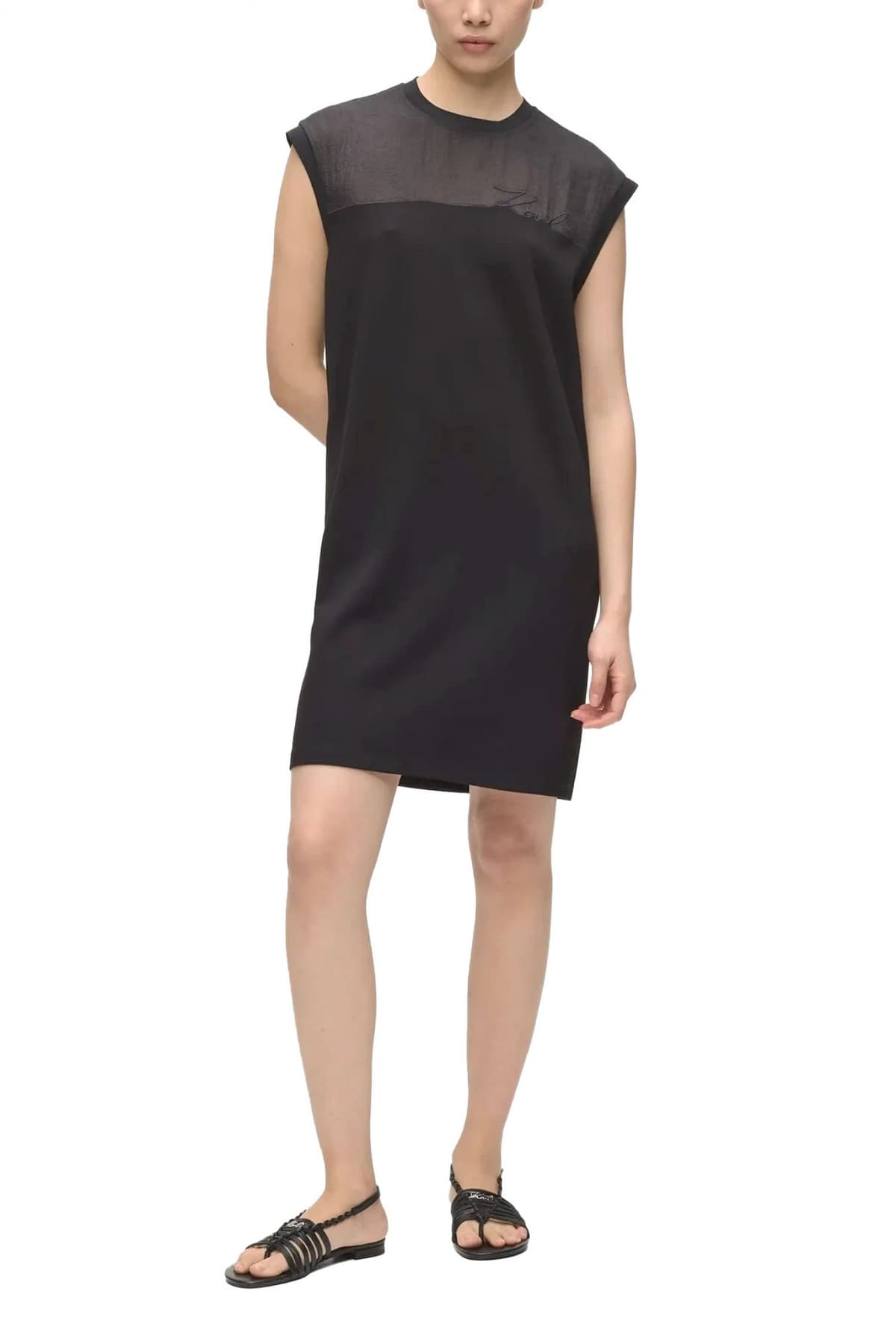 KARL LAGERFELD ΦΟΡΕΜΑ MIDI SIGNAATURE T-SHIRT LOGO ΜΑΥΡΟ