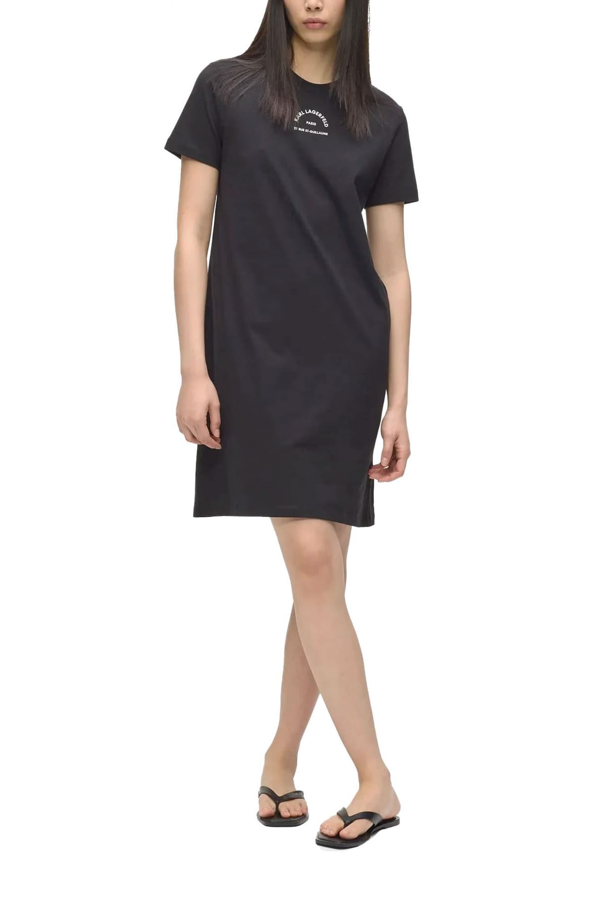 KARL LAGERFELD ΦΟΡΕΜΑ MIDI RSG T-SHIRT LOGO ΜΑΥΡΟ