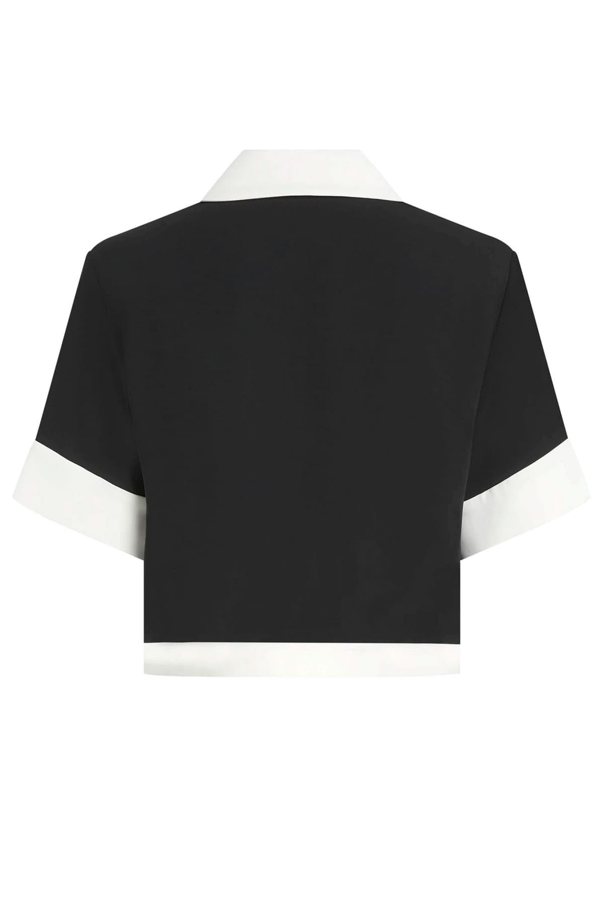 KARL LAGERFELD ΠΟΥΚΑΜΙΣΟ POLO CROPPED CHAINE DETAIL JACKET ΚΡΥΦΑ ΚΟΥΜΠΙΑ ΜΑΥΡΟ-ΕΚΡΟΥ