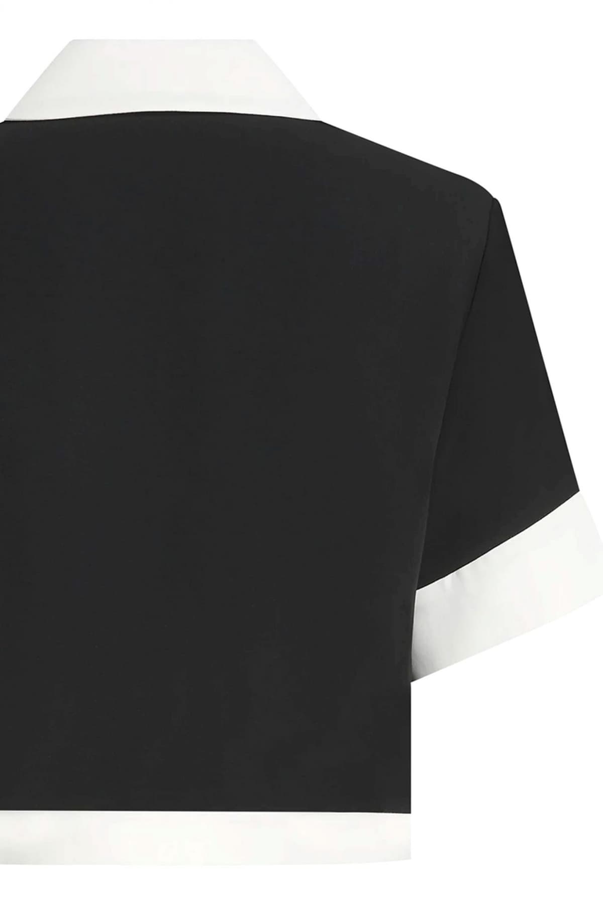 KARL LAGERFELD ΠΟΥΚΑΜΙΣΟ POLO CROPPED CHAINE DETAIL JACKET ΚΡΥΦΑ ΚΟΥΜΠΙΑ ΜΑΥΡΟ-ΕΚΡΟΥ