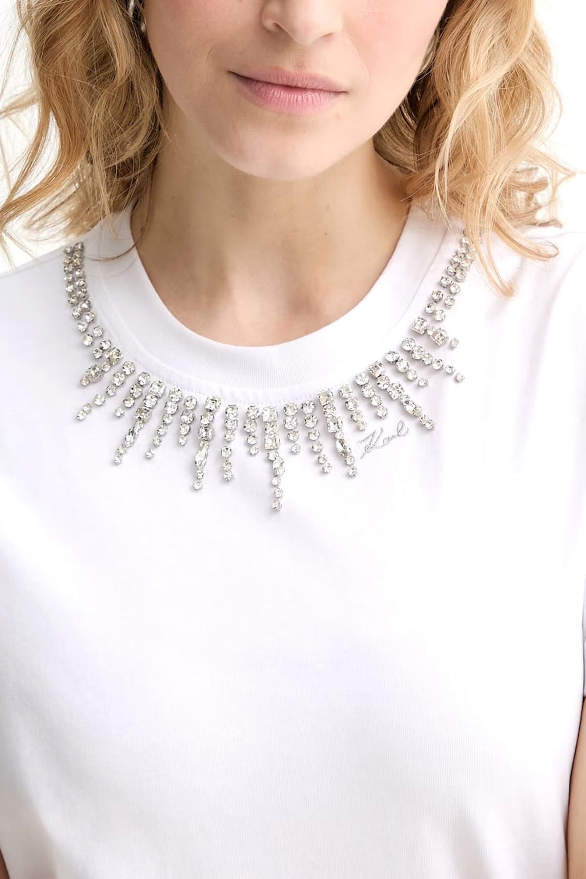 KARL LAGERFELD T-SHIRT EMBELLISHMENT RELAXED FIT ΛΕΥΚΟ