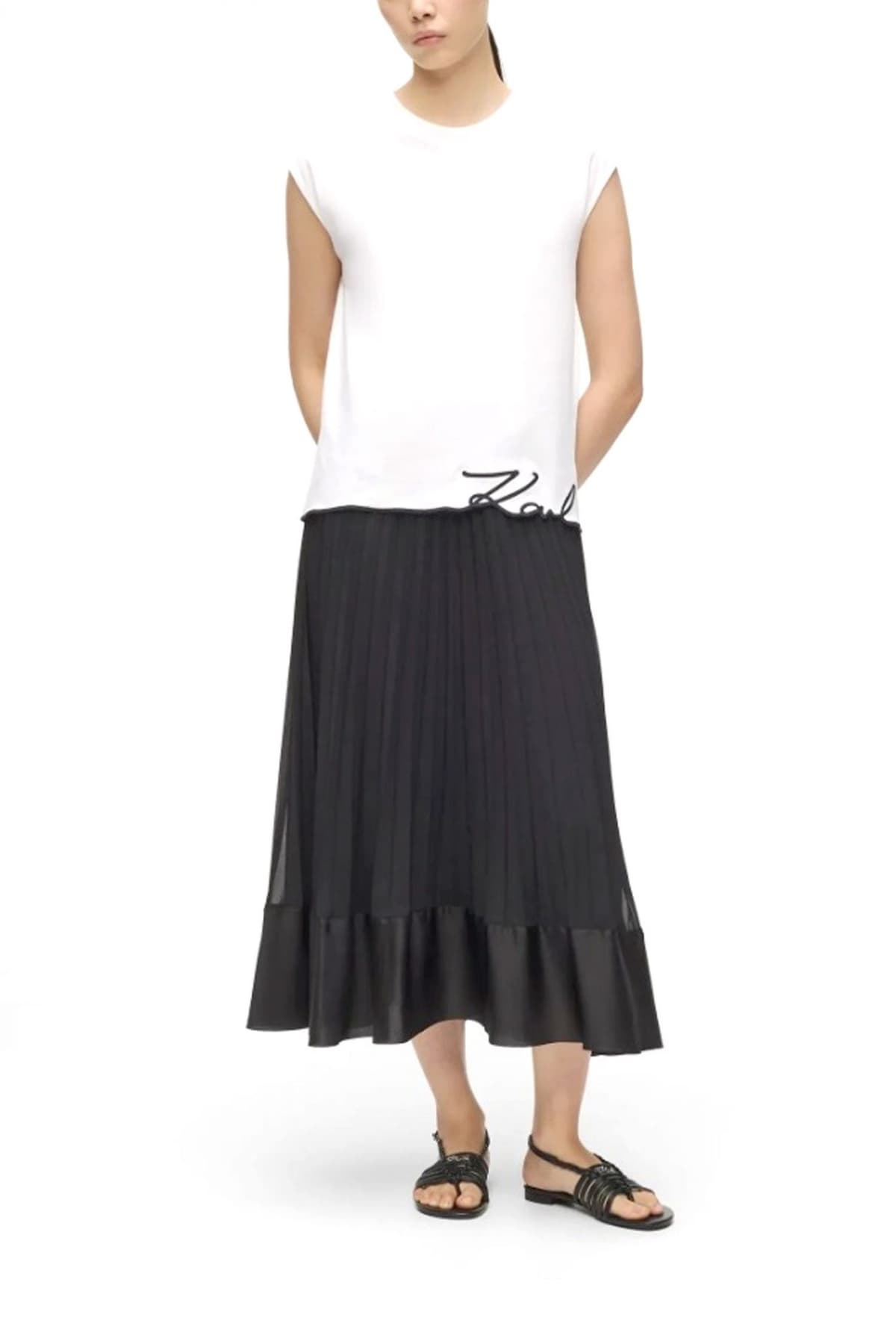 KARL LAGERFELD TANK TOP SIGNATURE HEM LOGO ΕΚΡΟΥ