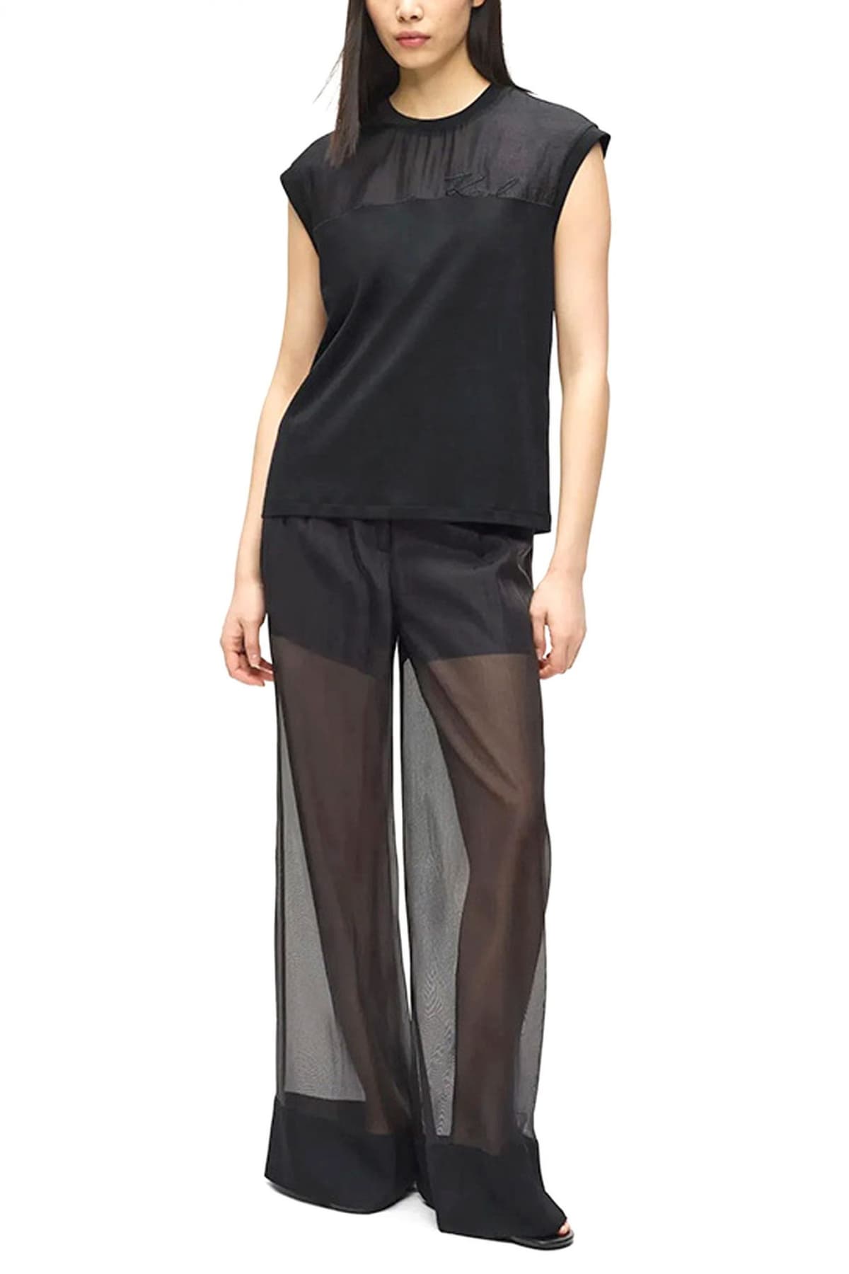 KARL LAGERFELD T-SHIRT SIGNATURE REGULAR FIT LOGO ΜΑΥΡΟ