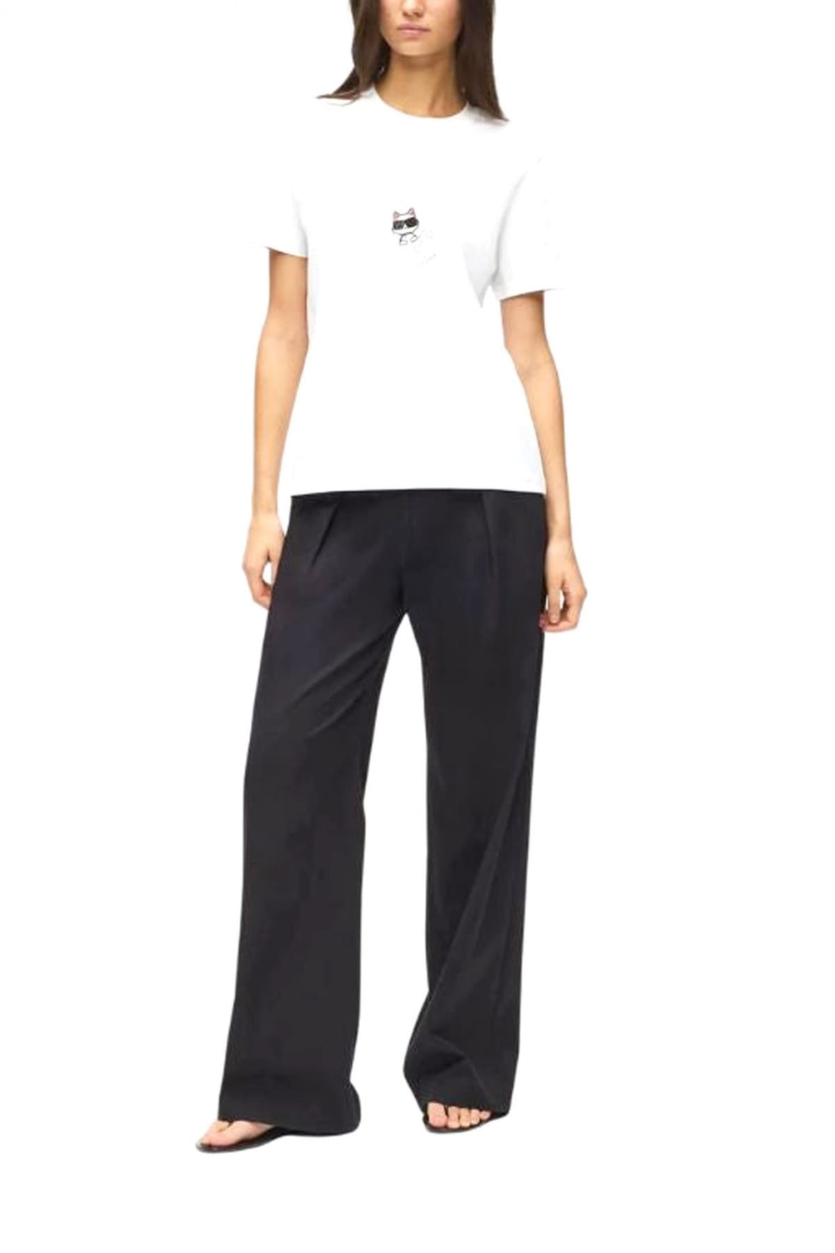 KARL LAGERFELD T-SHIRT IKON RS CIRCLE REGULAR FIT LOGO ΣΤΡΑΣ ΛΕΥΚΟ