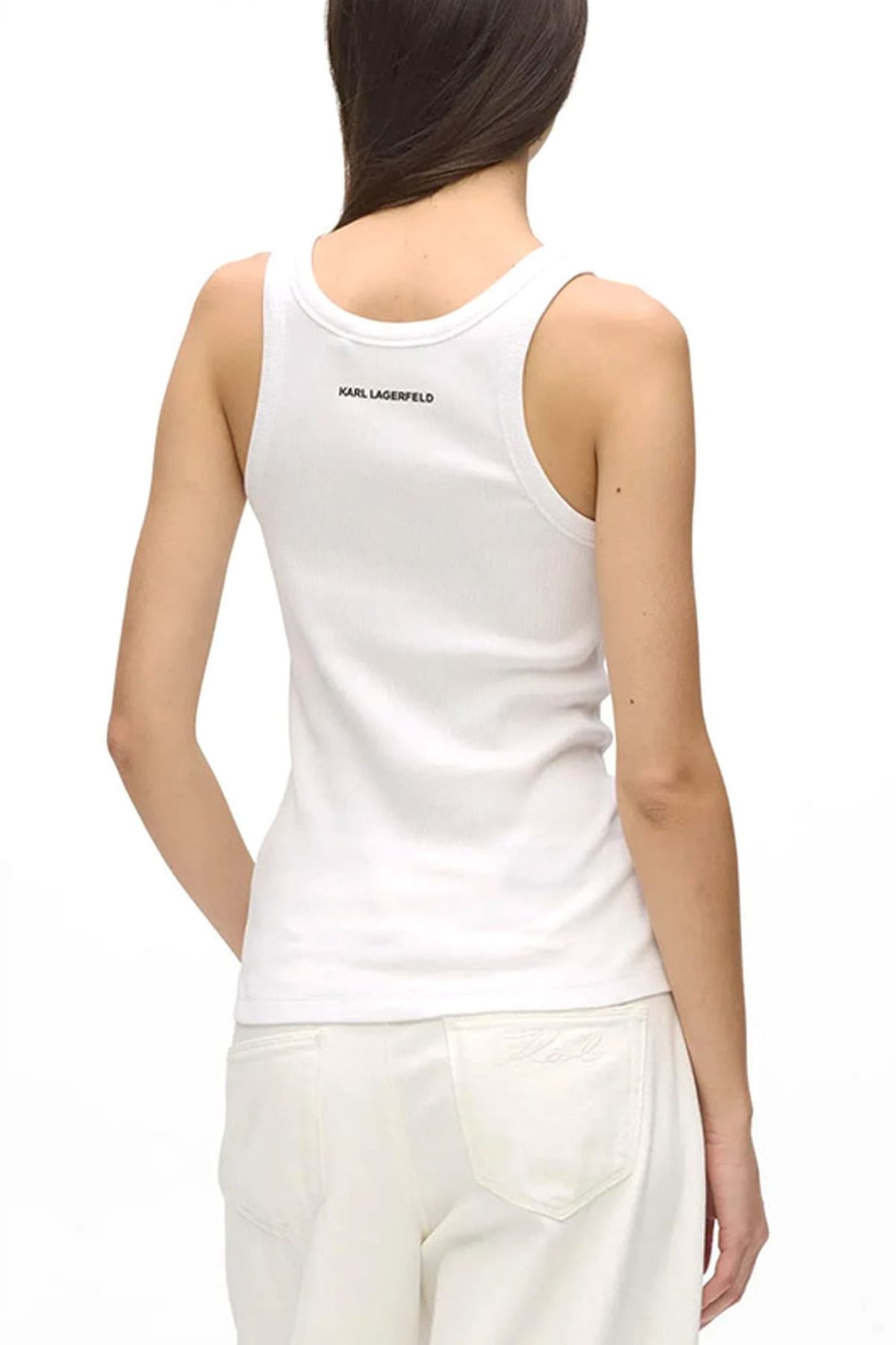 KARL LARGERFELD TANK TOP SLIM FIT IKON RIBBED ΛΕΥΚΟ