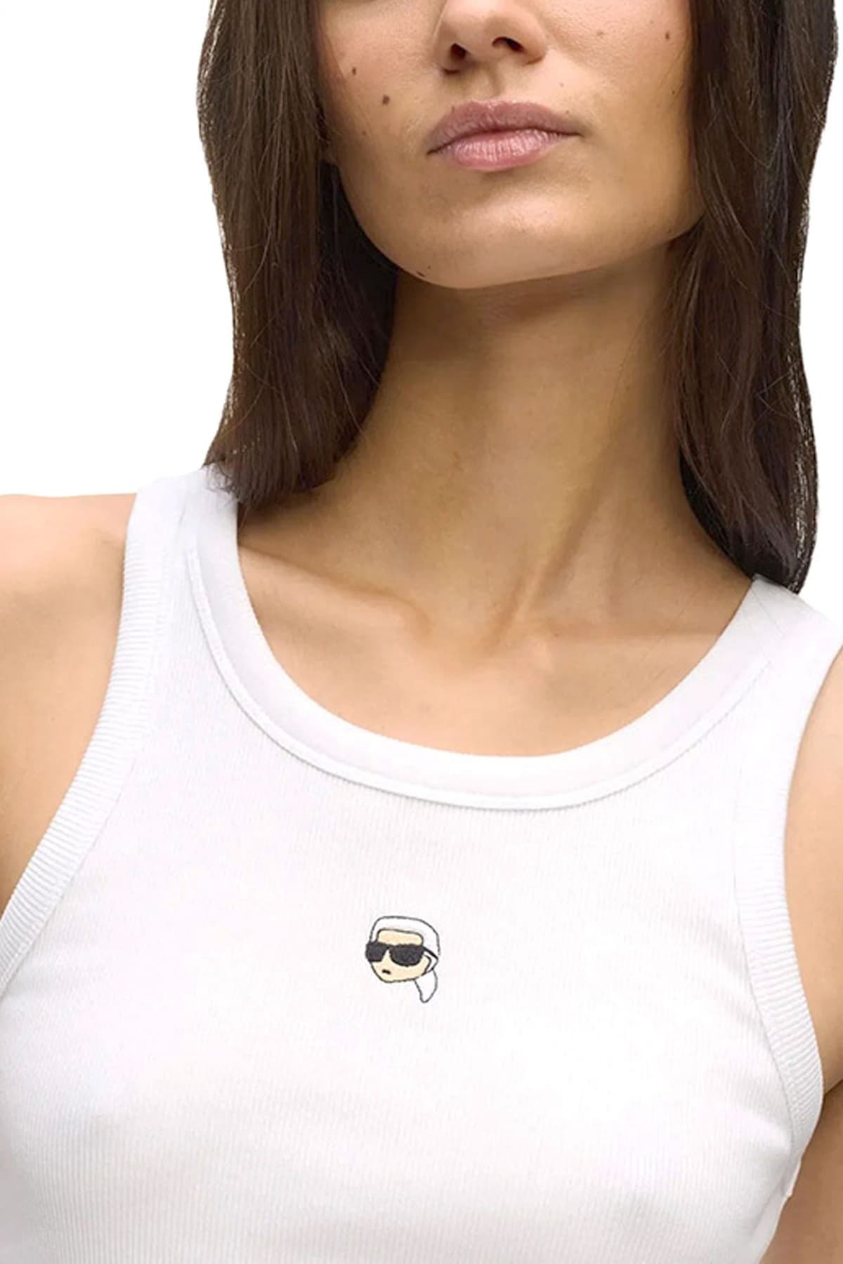 KARL LARGERFELD TANK TOP SLIM FIT IKON RIBBED ΛΕΥΚΟ