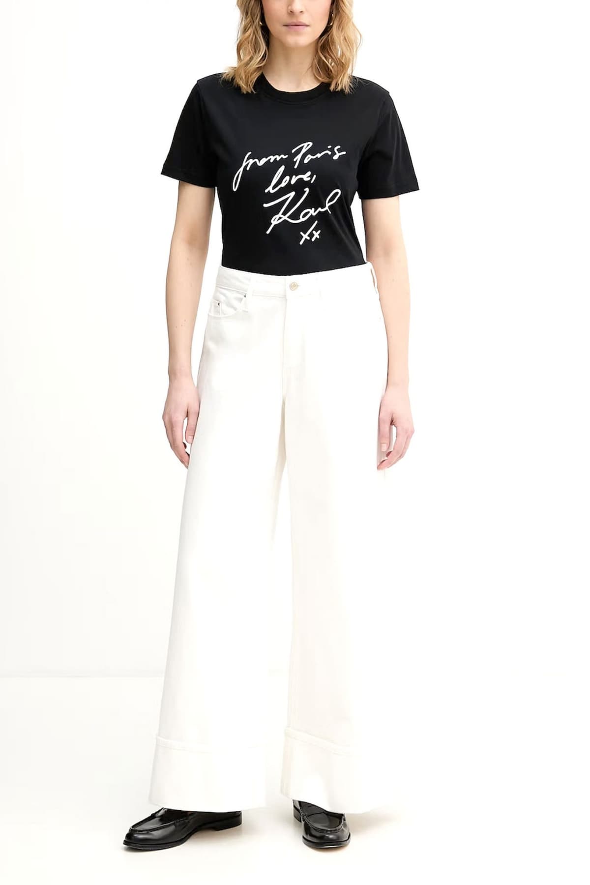 KARL LAGERFELD T-SHIRT WITH LOVE REGULAR FIT LOGO ΜΑΥΡΟ