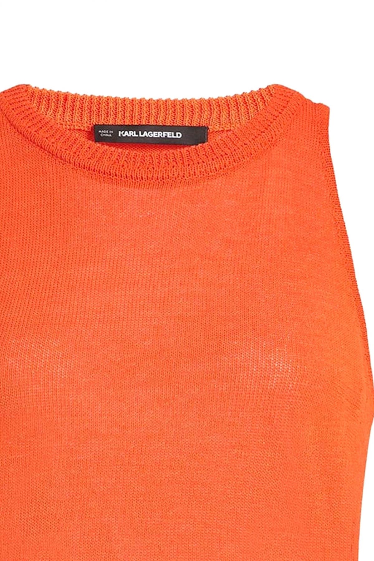 KARL LAGERFELD ΠΛΕΚΤΟ TANK TOP CROCHET KNIT ΔΙΑΤΡΗΤΟ ΤΕΛΕΙΩΜΑ ΚΟΡΑΛΙ