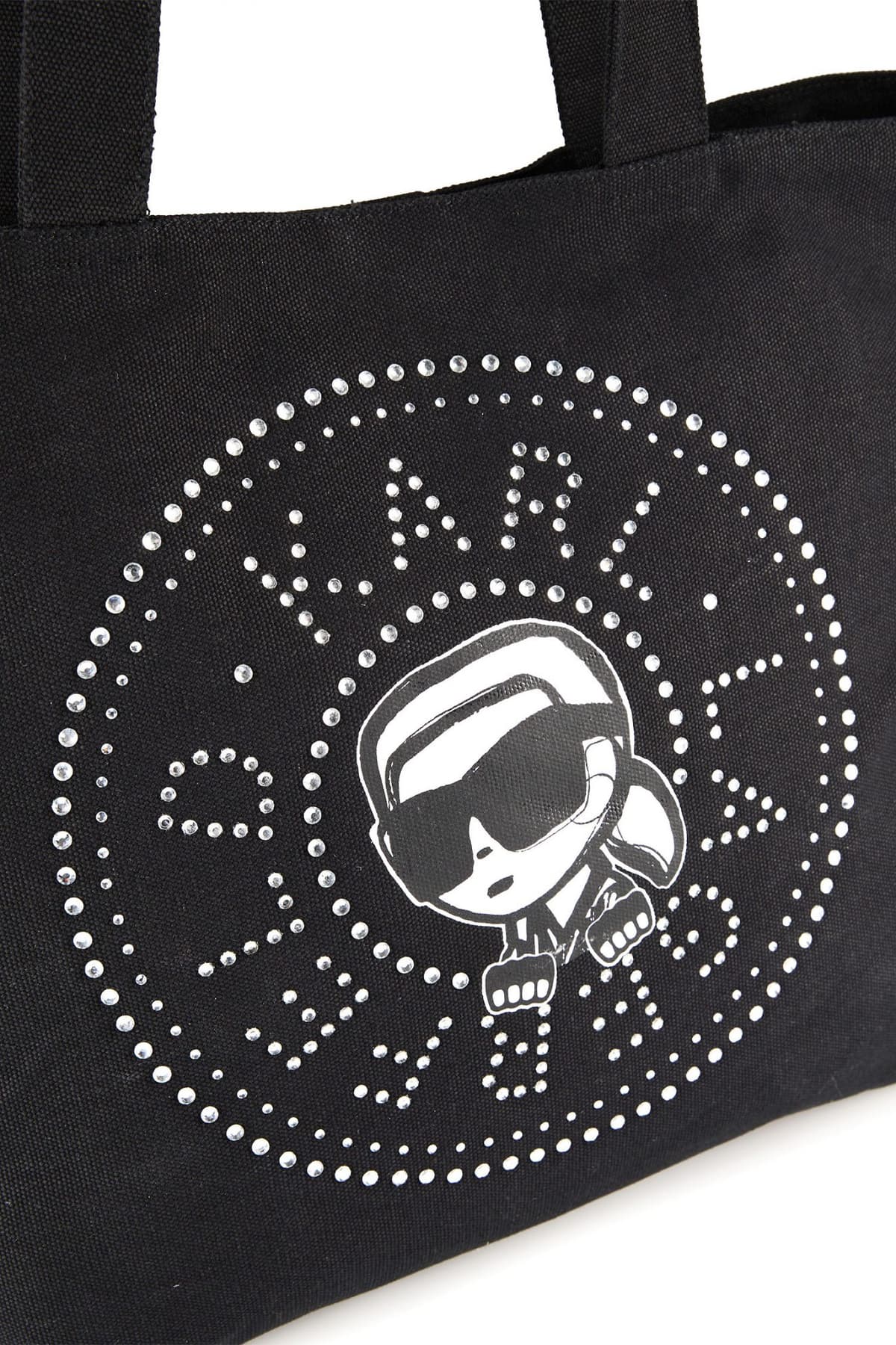 KARL LAGERFELD ΤΣΑΝΤΑ ΩΜΟΥ IKON CIRCLE RH SHOPPER LOGO ΣΤΡΑΣ ΜΑΥΡΟ