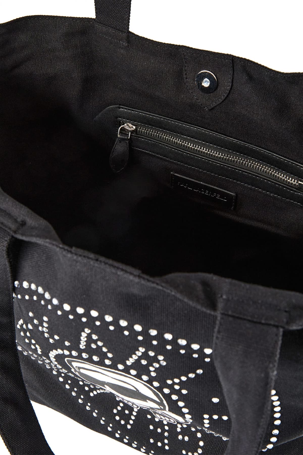 KARL LAGERFELD ΤΣΑΝΤΑ ΩΜΟΥ IKON CIRCLE RH SHOPPER LOGO ΣΤΡΑΣ ΜΑΥΡΟ