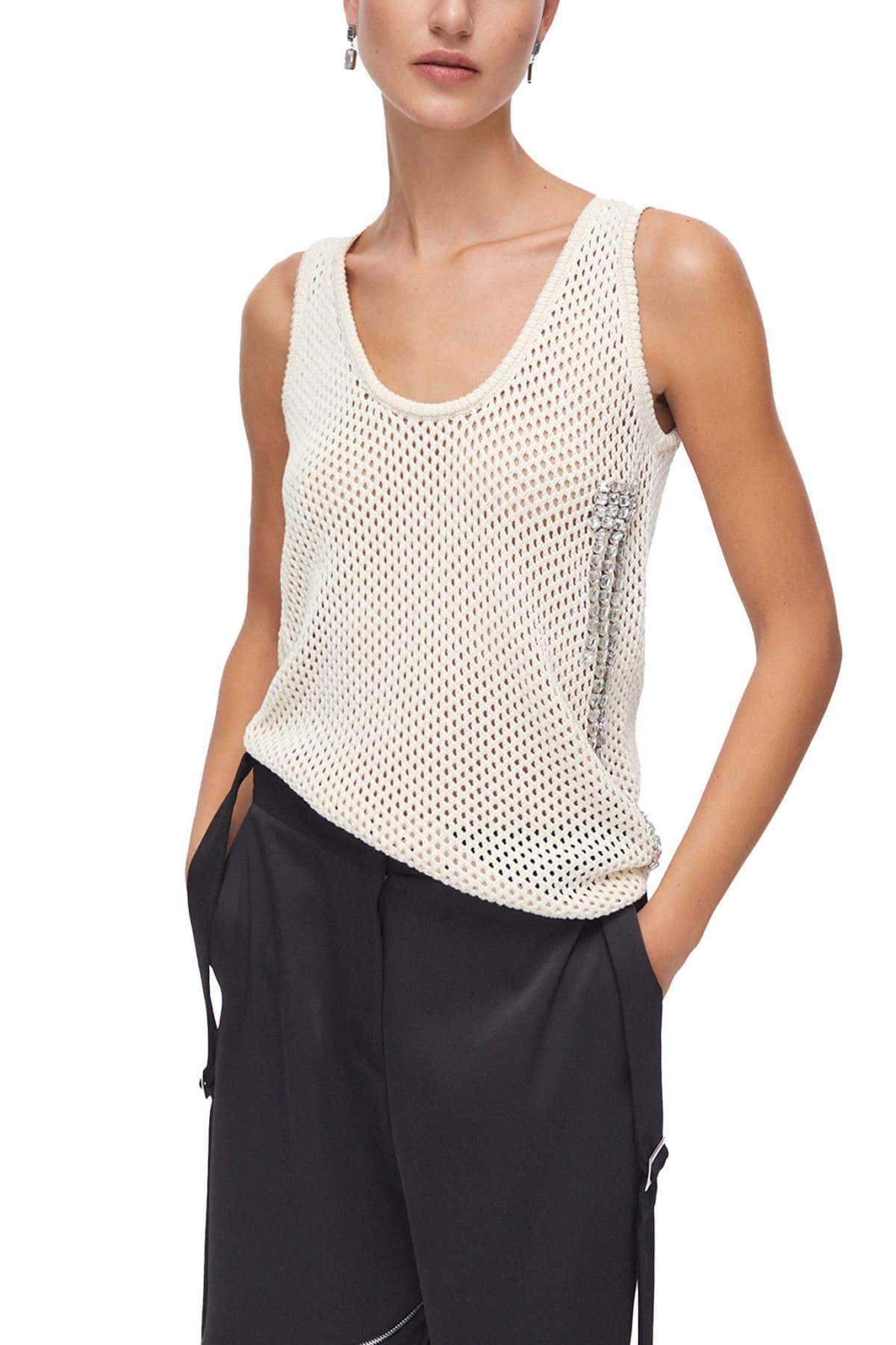 LIU-JO BETTER ΠΛΕΚΤΟ TOP ΔΙΑΤΡΗΤΟ ΚΡΥΣΤΑΛΛΑ ΜΠΕΖ