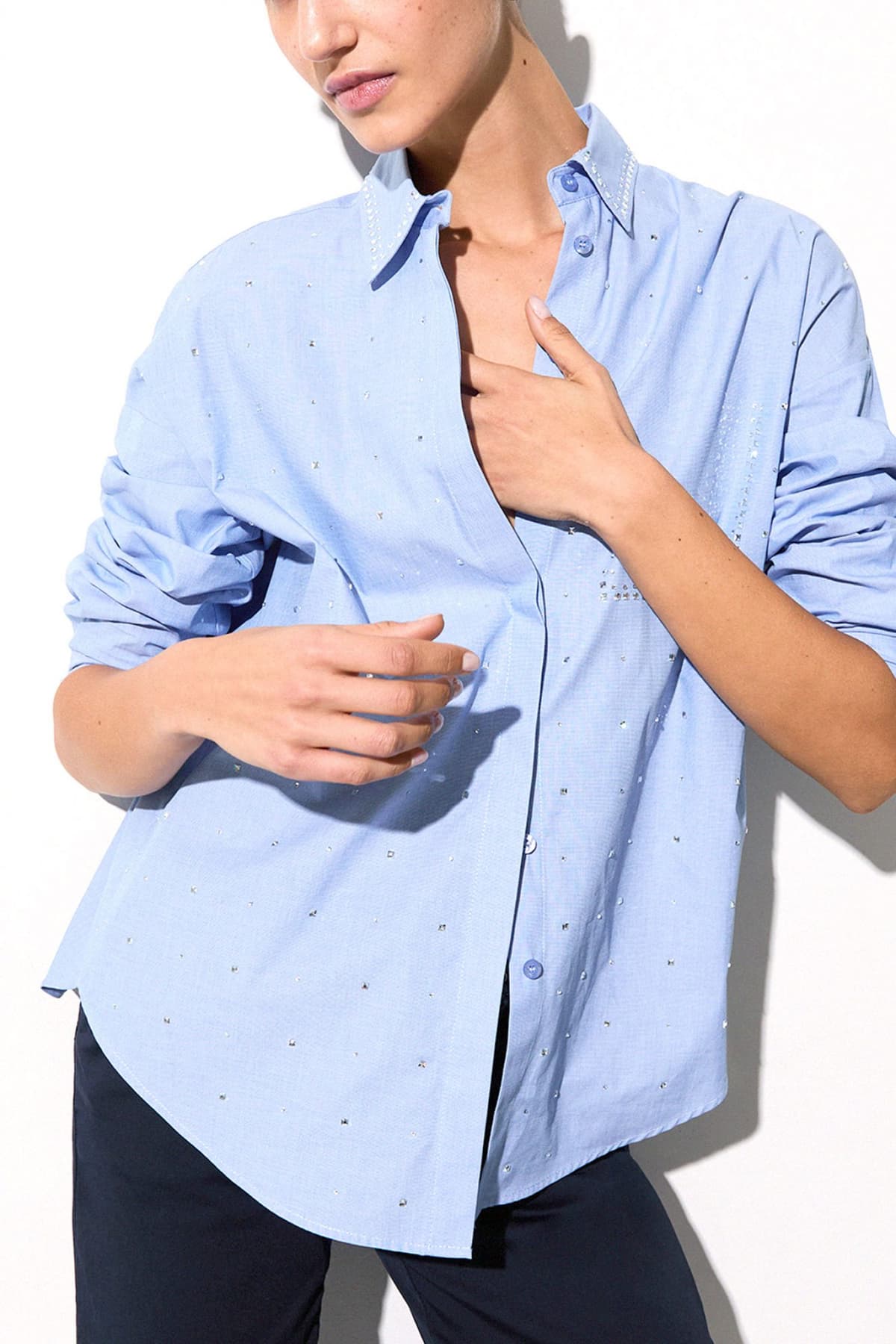 LIU-JO ΠΟΥΚΑΜΙΣΟ ALL OVER ΣΤΡΑΣ ΣΙΕΛ