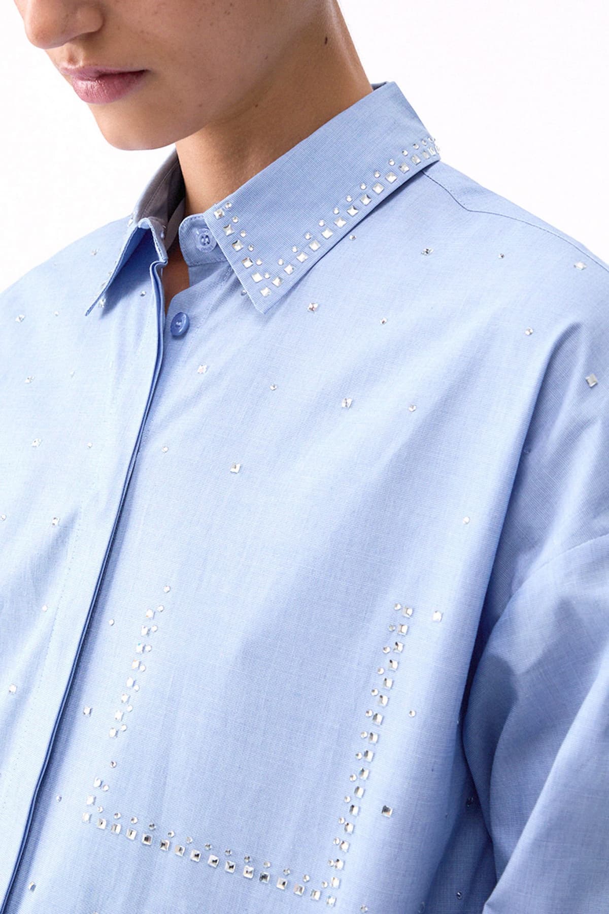 LIU-JO ΠΟΥΚΑΜΙΣΟ ALL OVER ΣΤΡΑΣ ΣΙΕΛ