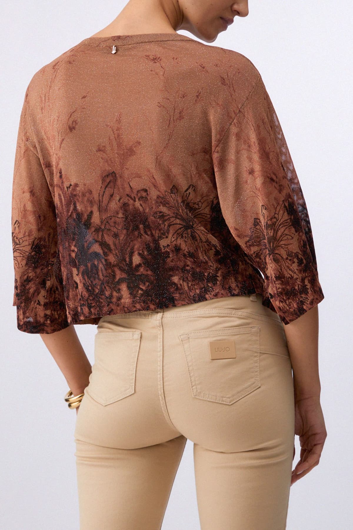 LIU-JO ΜΠΛΟΥΖΑ CROPPED CREW NECK ΚΑΦΕ