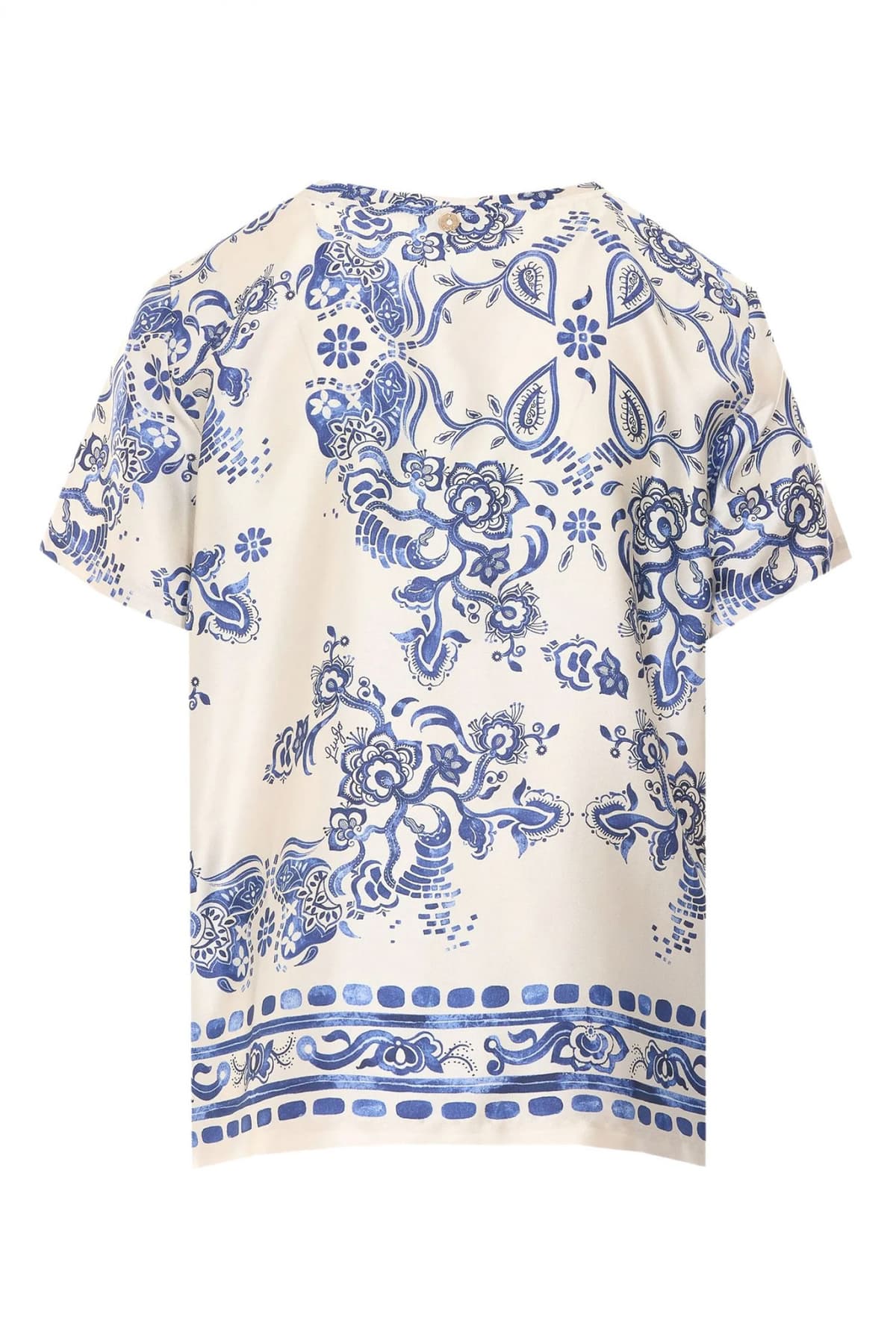 LIU-JO BETTER ΜΠΛΟΥΖΑ FLORAL ΜΕ ΟΨΗ ΣΑΤΕΝ ΜΠΕΖ-ΜΠΛΕ