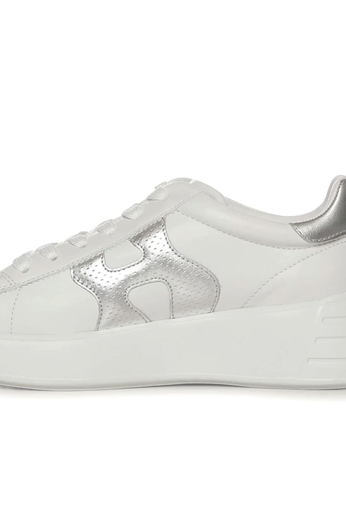 HOGAN ΠΑΠΟΥΤΣΙΑ SNEAKERS REBEL H562 H PUNZONATA ΛΕΥΚΟ-ΑΣΗΜΙ