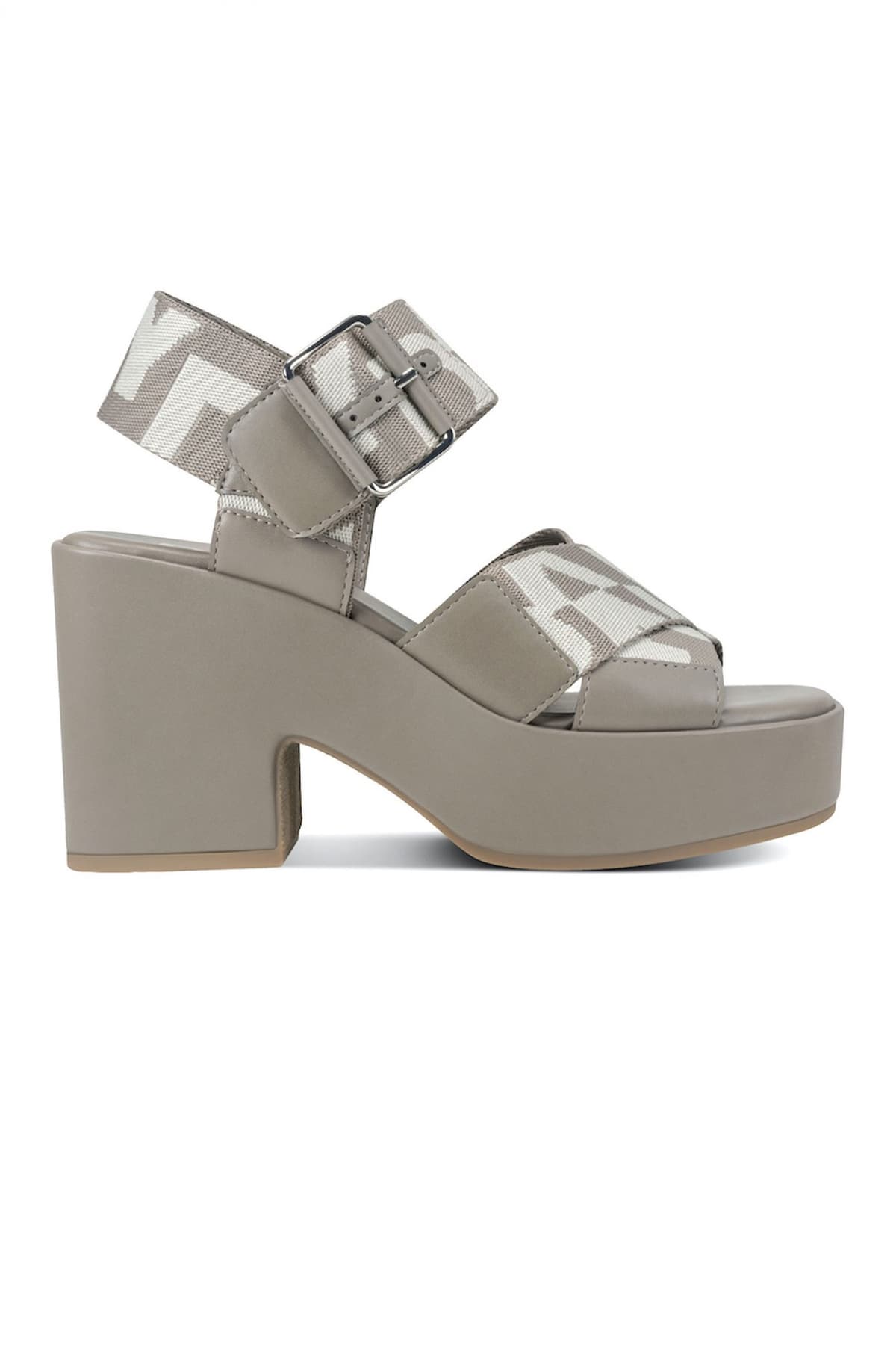 DKNY ΠΑΠΟΥΤΣΙΑ ΠΕΔΙΛΑ MAKARIO PLATFORM S LOGO ΓΚΡΙ-ΚΑΦΕ