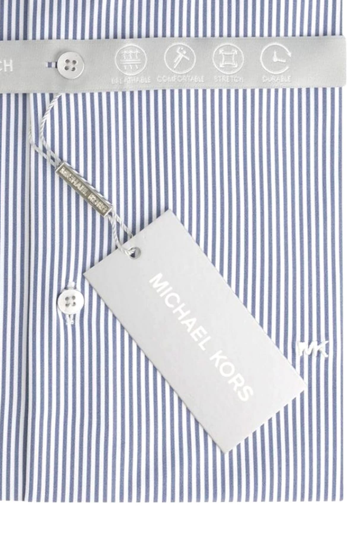 MICHAEL KORS ΠΟΥΚΑΜΙΣΟ ΡΙΓΕ SLIM FIT PERFORMANCE STRETCH ΜΠΛΕ-ΛΕΥΚΟ