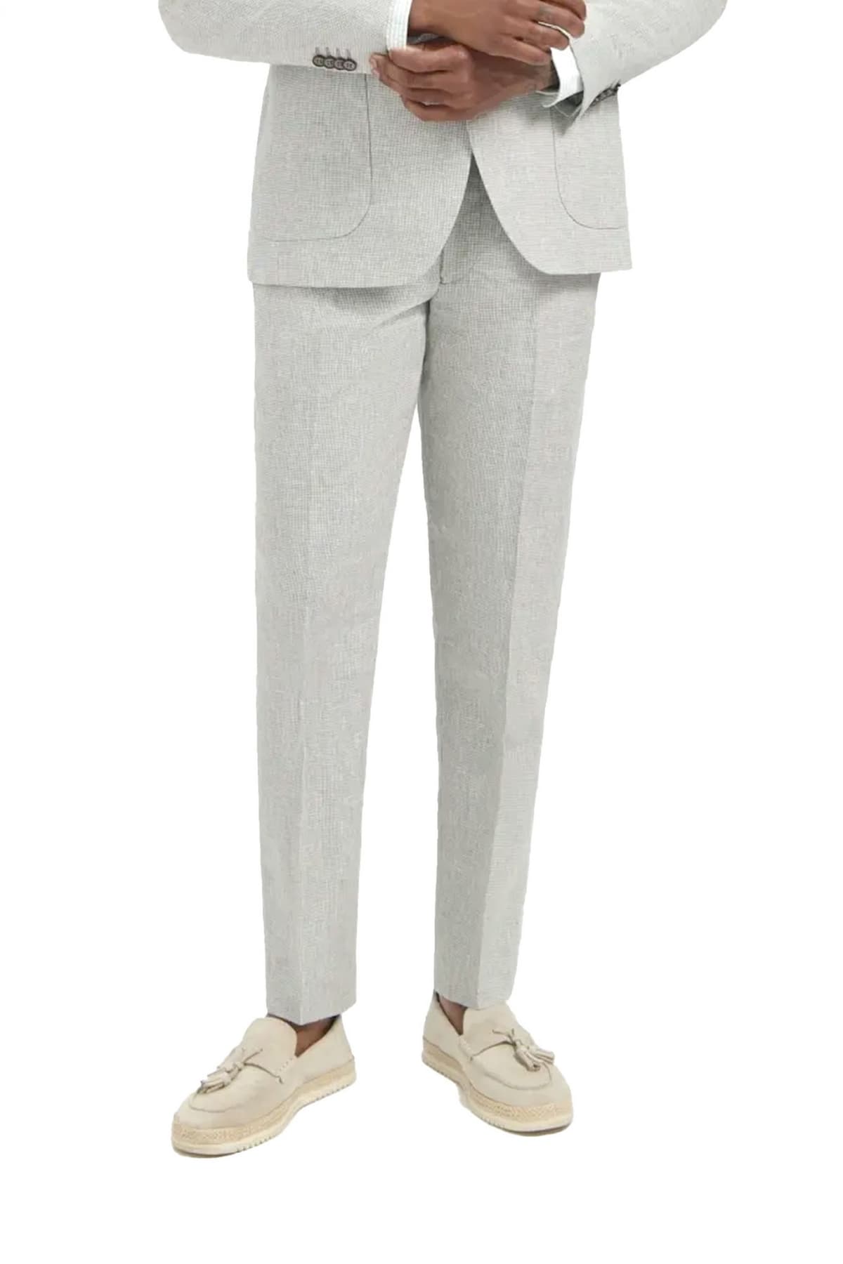 MICHAEL KORS ΠΑΝΤΕΛΟΝΙ CHINO ΜΙΚΡΟΣΧΕΔΙΟ ΛΙΝΟ PIED DE POULE ΓΚΡΙ