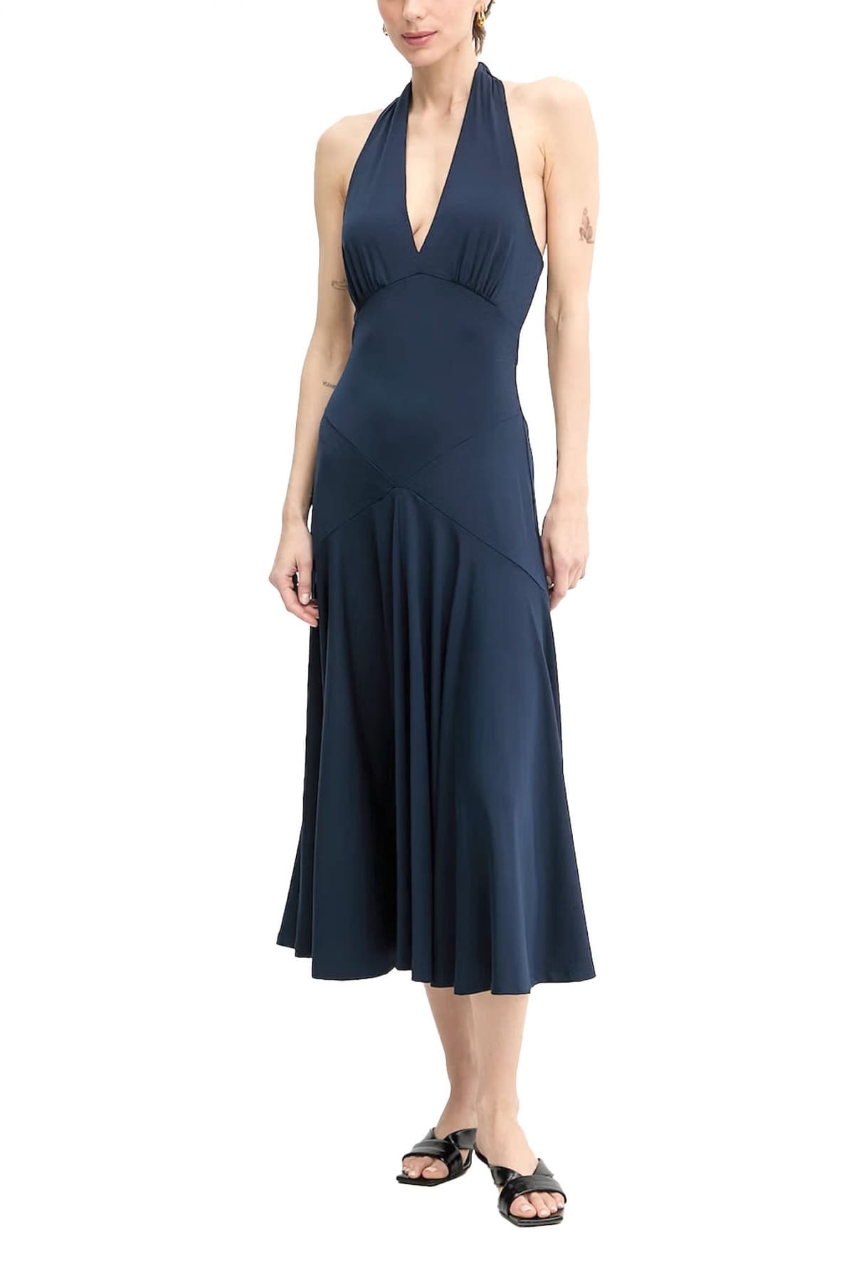 MICHAEL KORS ΦΟΡΕΜΑ MIDI ΔΕΣΙΜΟ ΛΑΙΜΟ ΑΝΟΙΓΜΑ ΠΛΑΤΗ ΜΠΛΕ