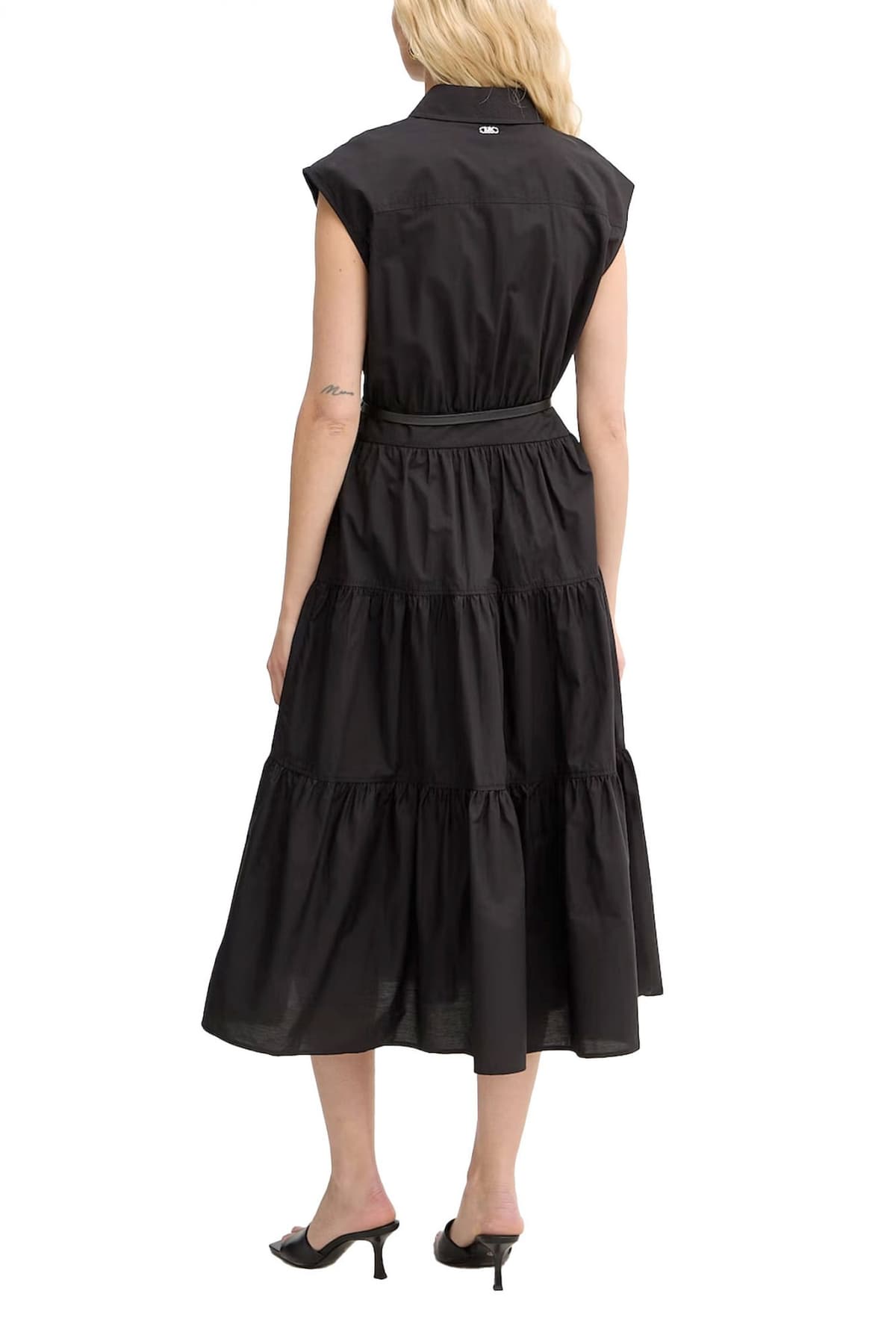 MICHAEL KORS ΦΟΡΕΜΑ MIDI POLO ΚΟΥΜΠΙΑ ΒΟΛΑΝ ΑΠΟΣΠΩΜΕΝΗ ΖΩΝΗ ΜΑΥΡΟ