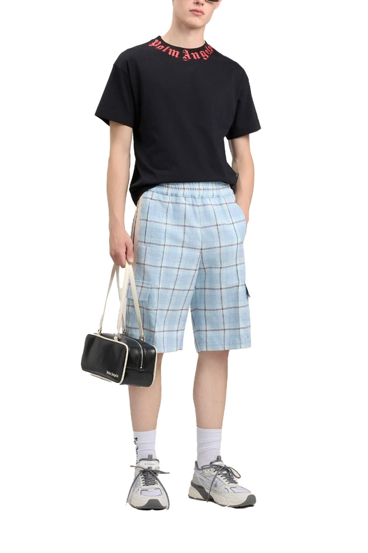 PALM ANGELS T-SHIRT M NECK LOGO REGULAR TEE ΜΑΥΡΟ