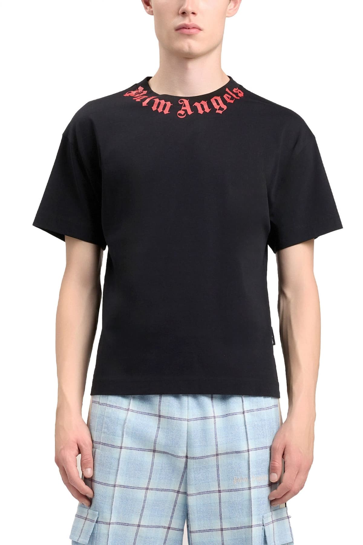 PALM ANGELS T-SHIRT M NECK LOGO REGULAR TEE ΜΑΥΡΟ
