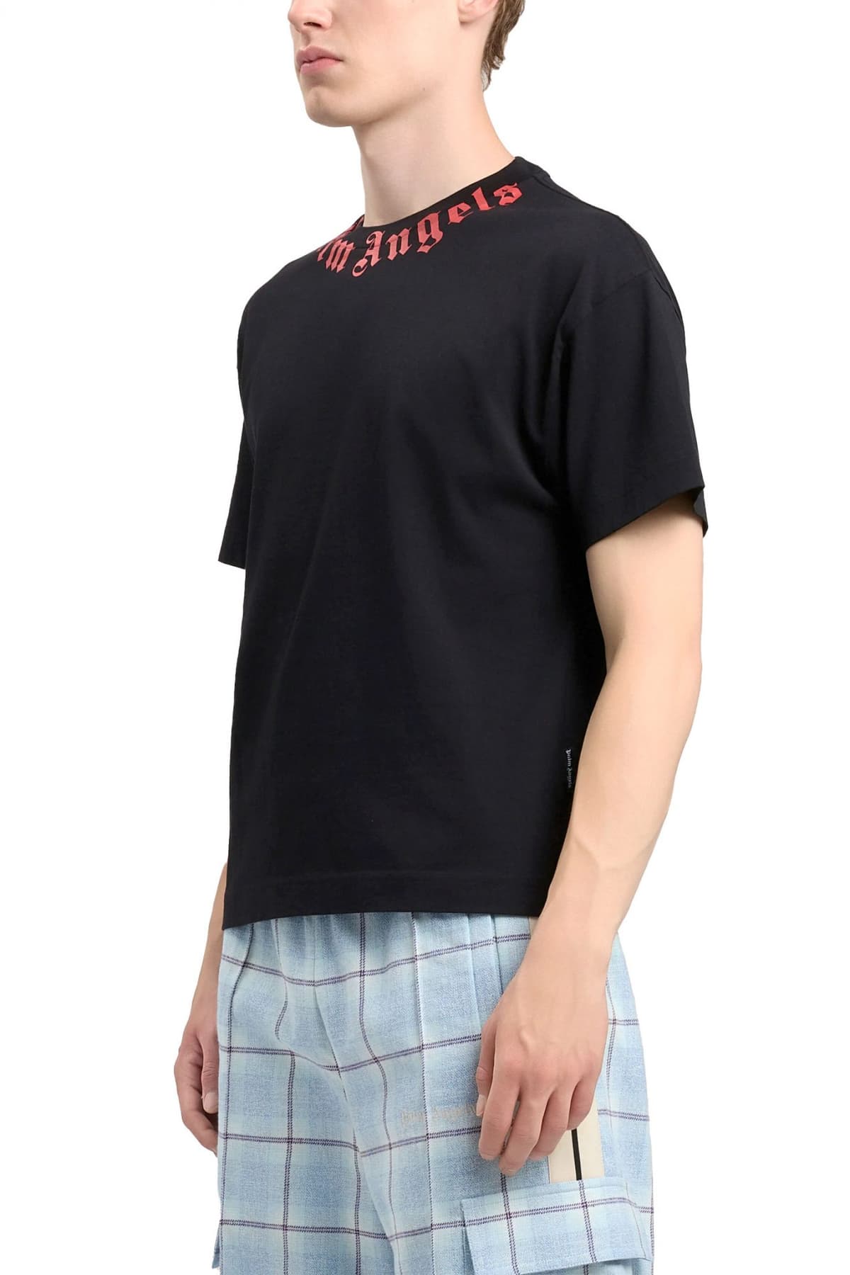 PALM ANGELS T-SHIRT M NECK LOGO REGULAR TEE ΜΑΥΡΟ